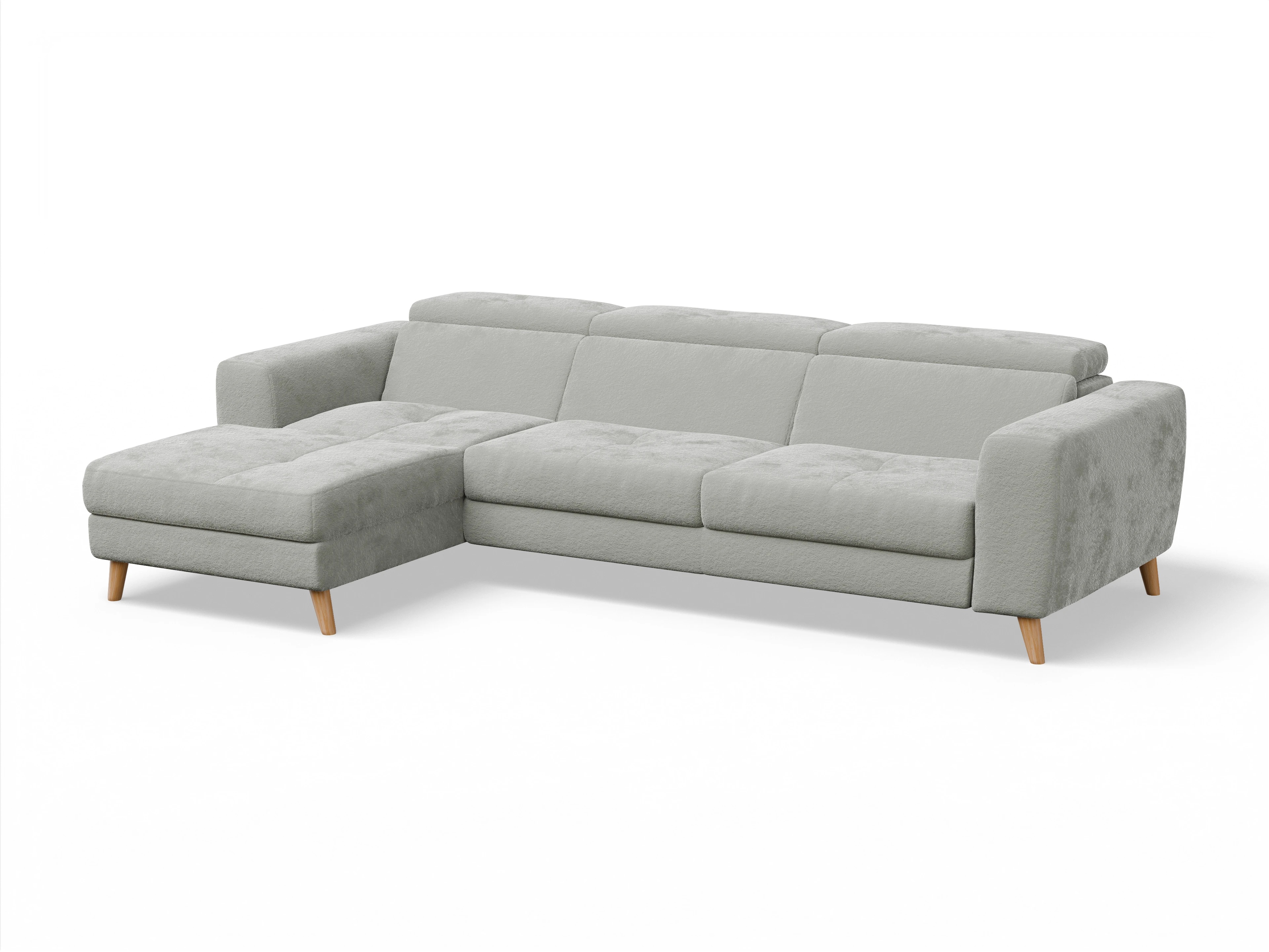 Ansicht des Produktes Capua Ecksofa links Abschluss offen in Stoff Grau