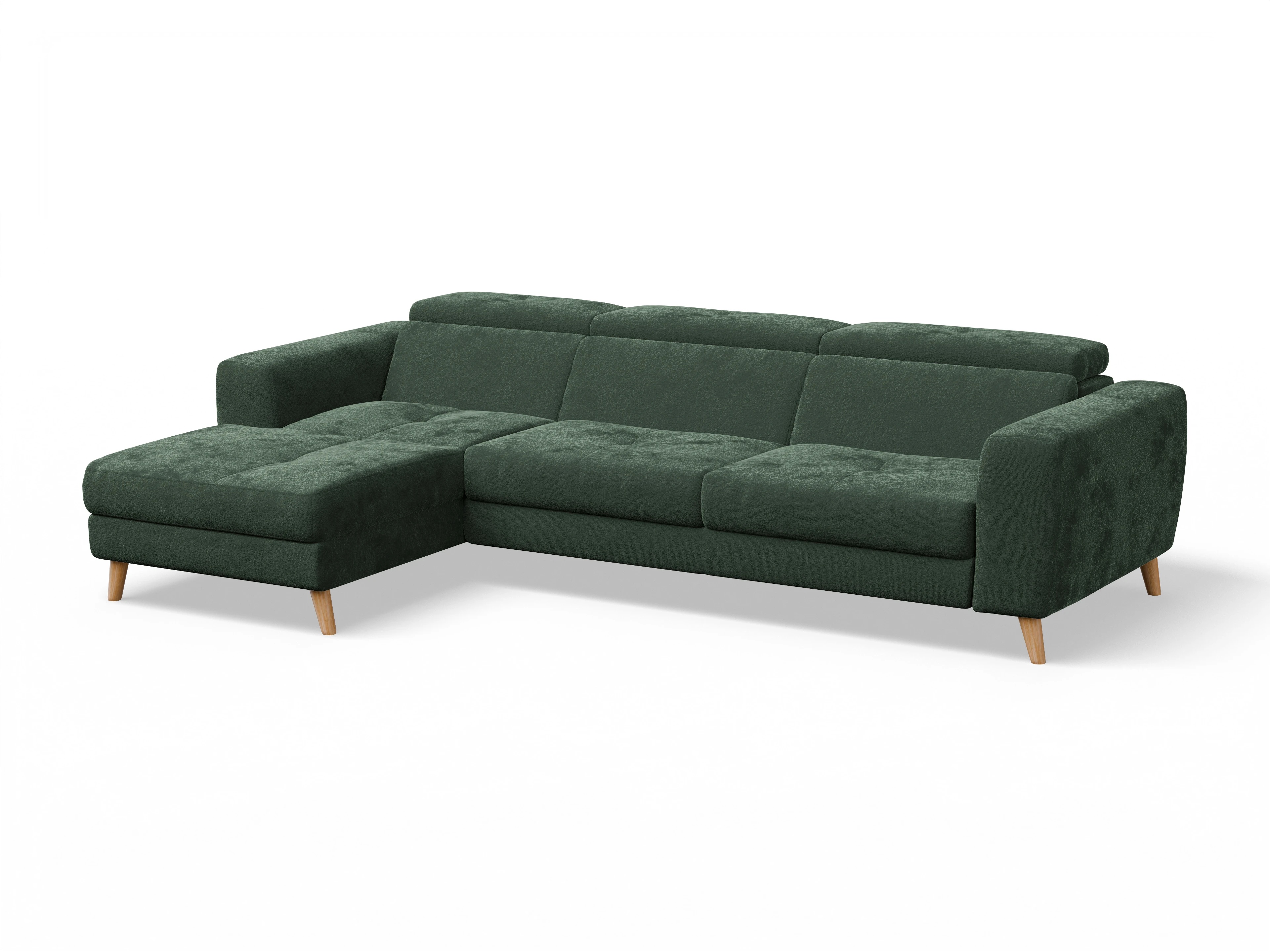 Ansicht des Produktes Capua Ecksofa links Abschluss offen in Stoff Grün