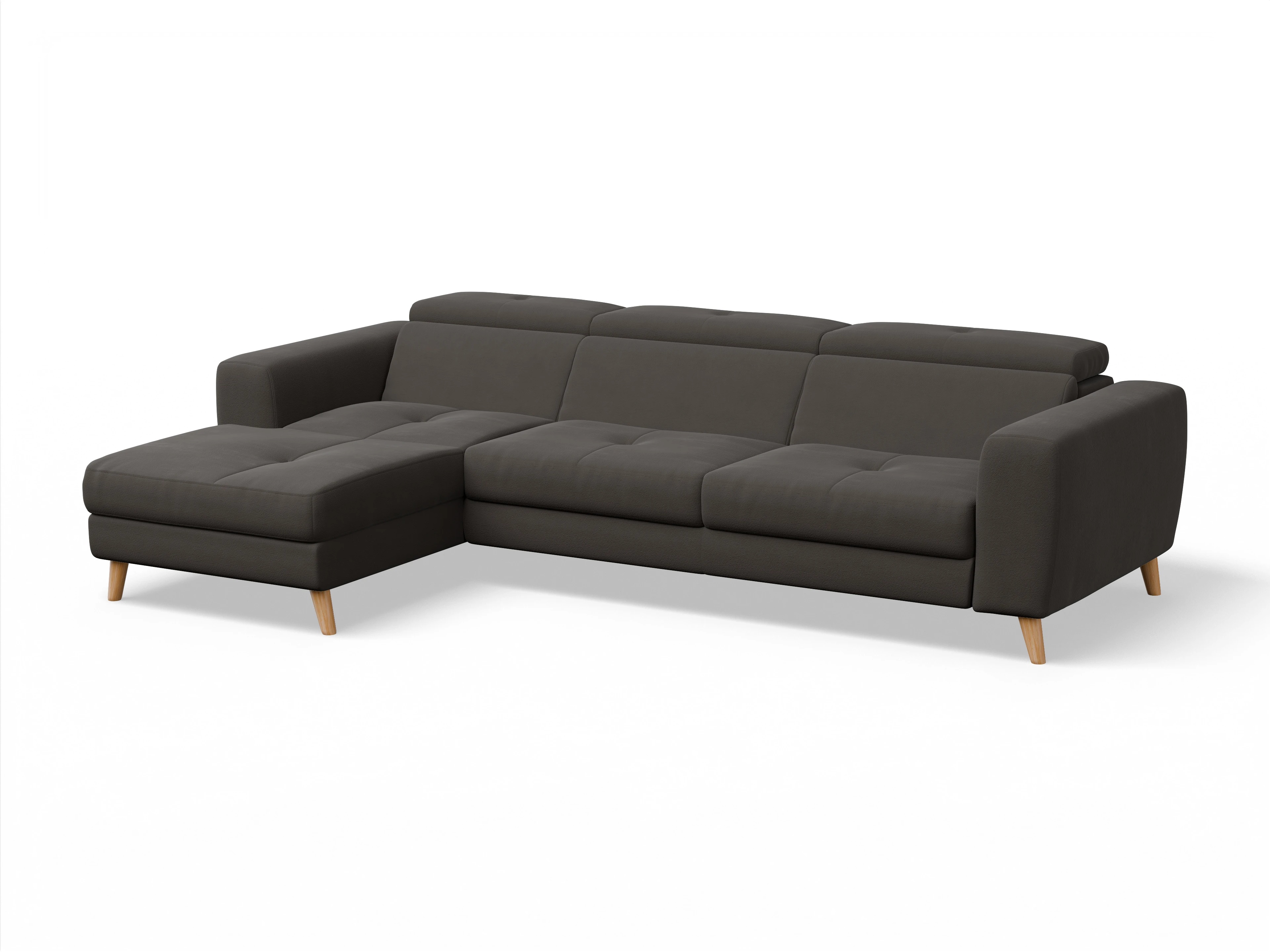 Ansicht des Produktes Capua Ecksofa links Abschluss offen in Stoff Braun