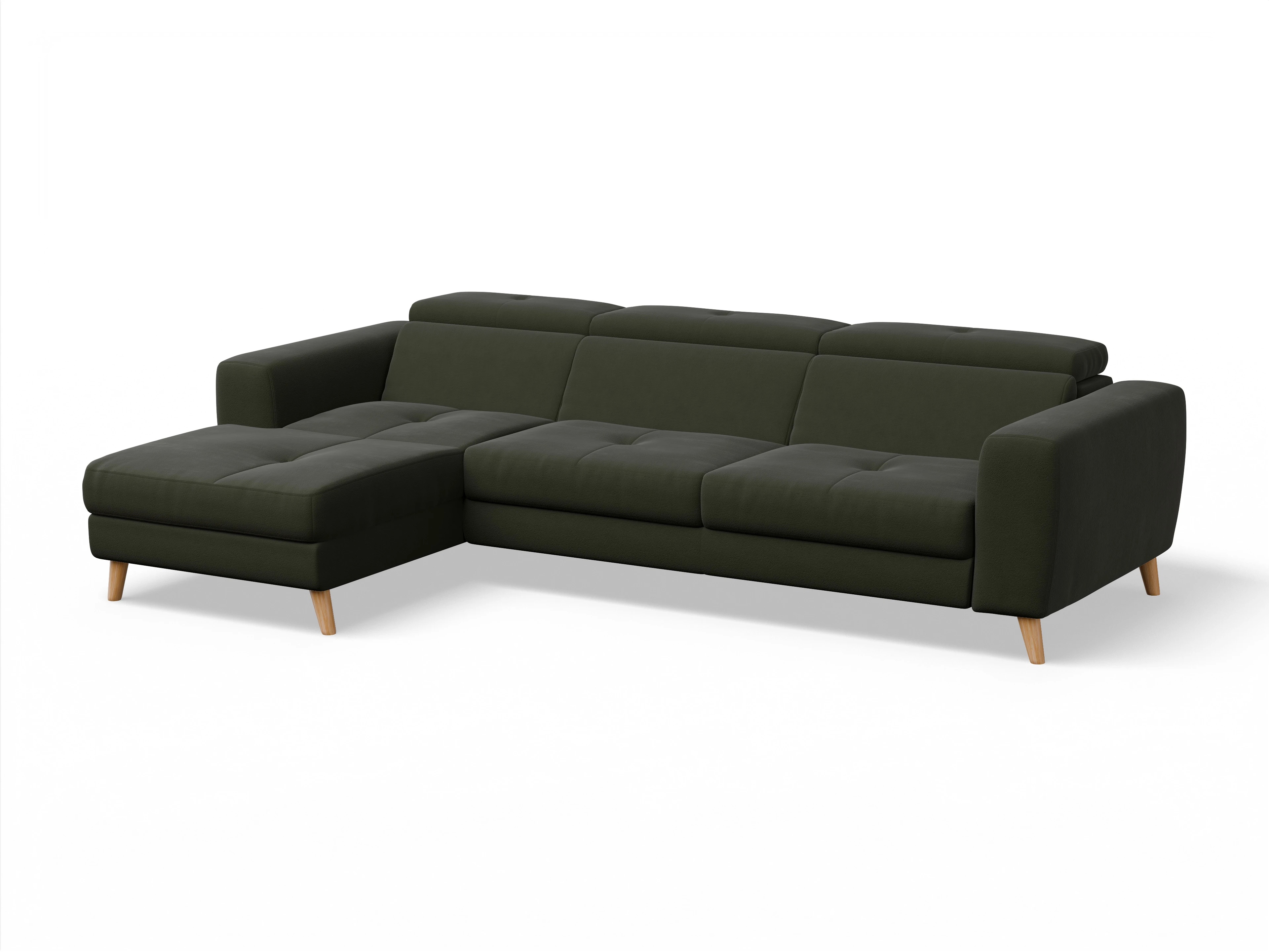 Ansicht des Produktes Capua Ecksofa links Abschluss offen in Stoff Grün