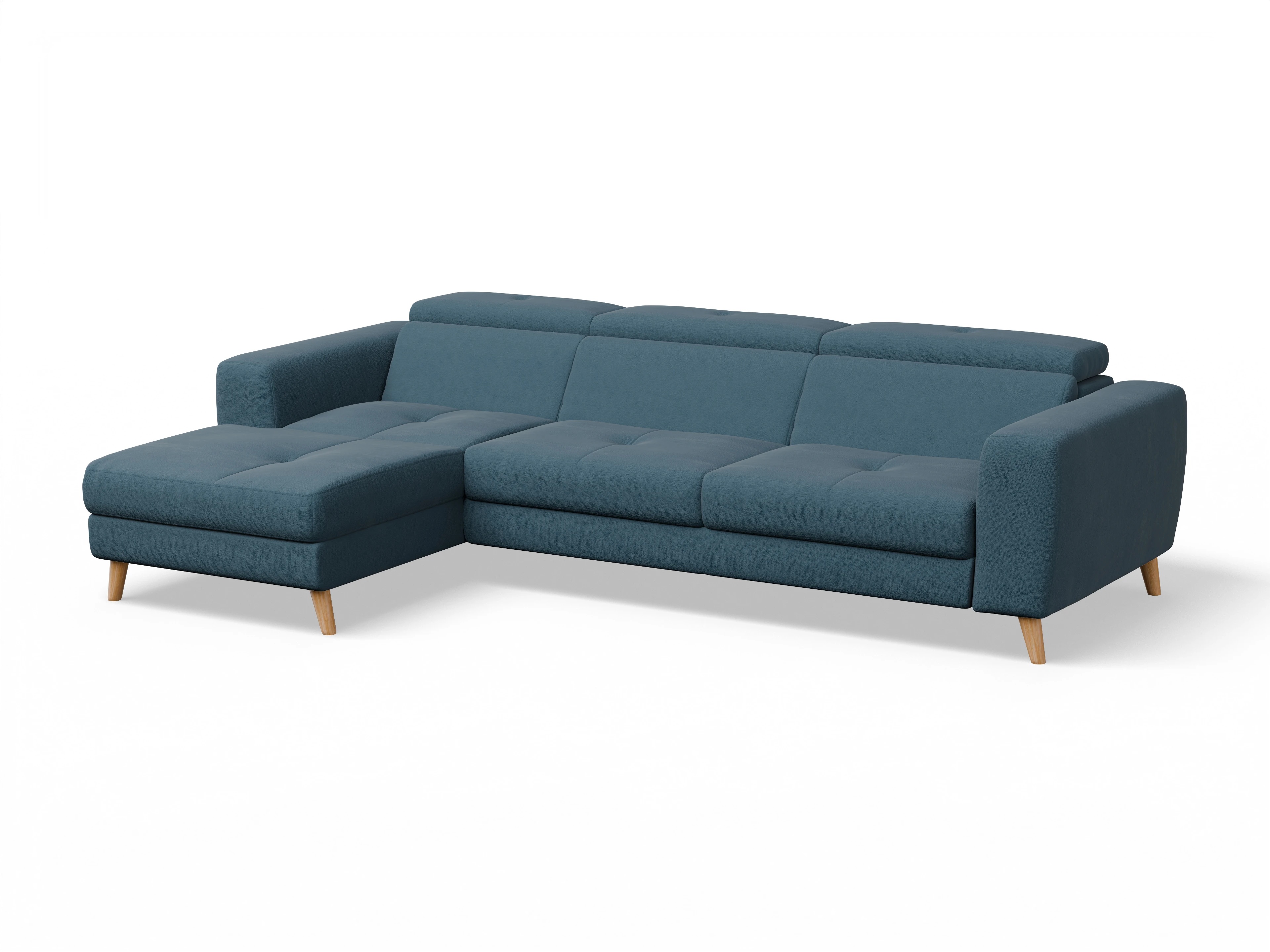 Ansicht des Produktes Capua Ecksofa links Abschluss offen in Stoff Blau