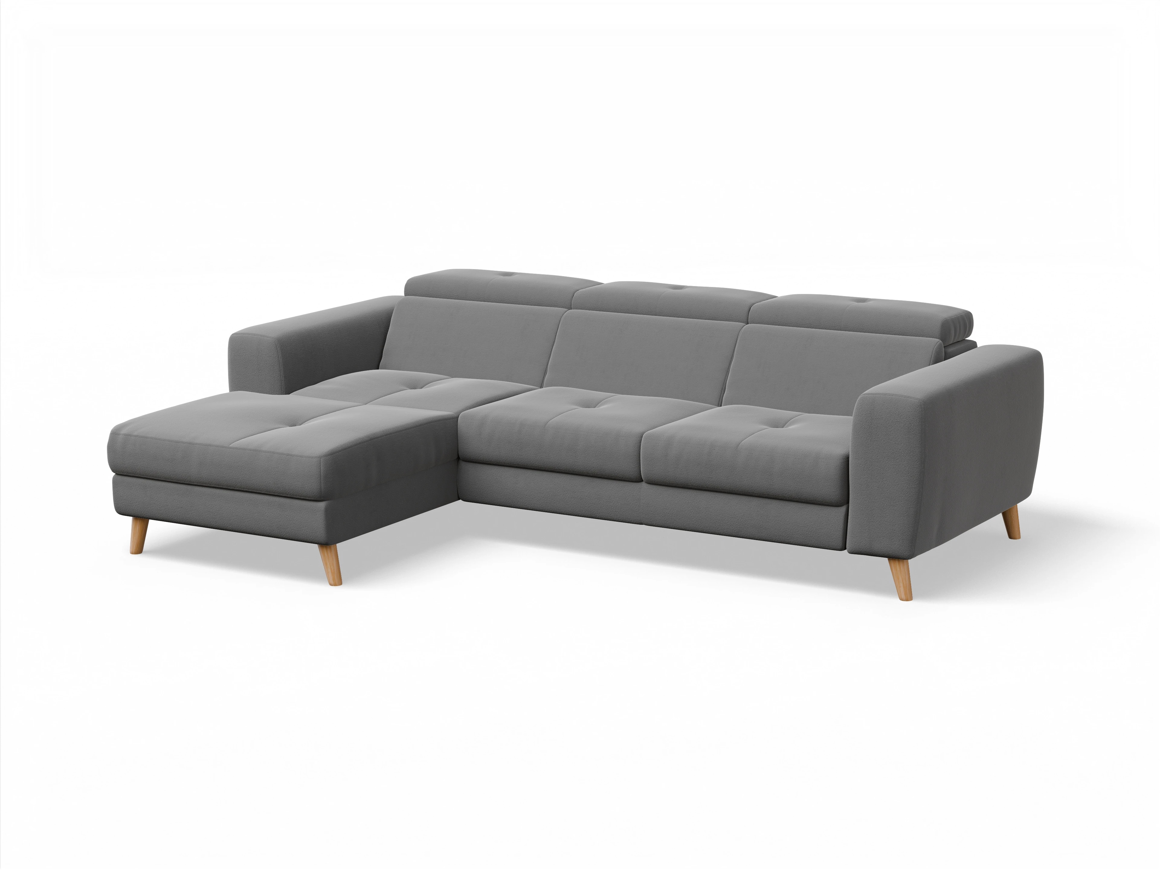 Ansicht des Produktes Capua Ecksofa links Abschluss offen in Stoff Grau