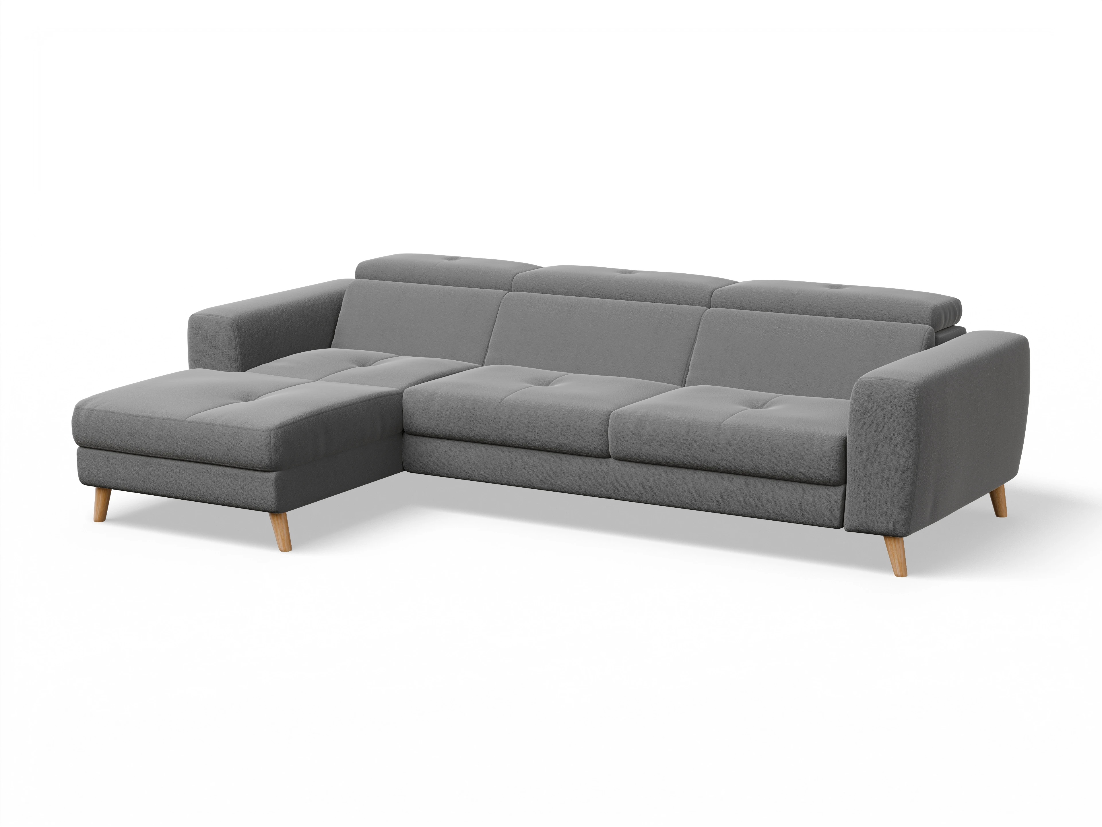 Ansicht des Produktes Capua Ecksofa links Abschluss offen in Stoff Grau