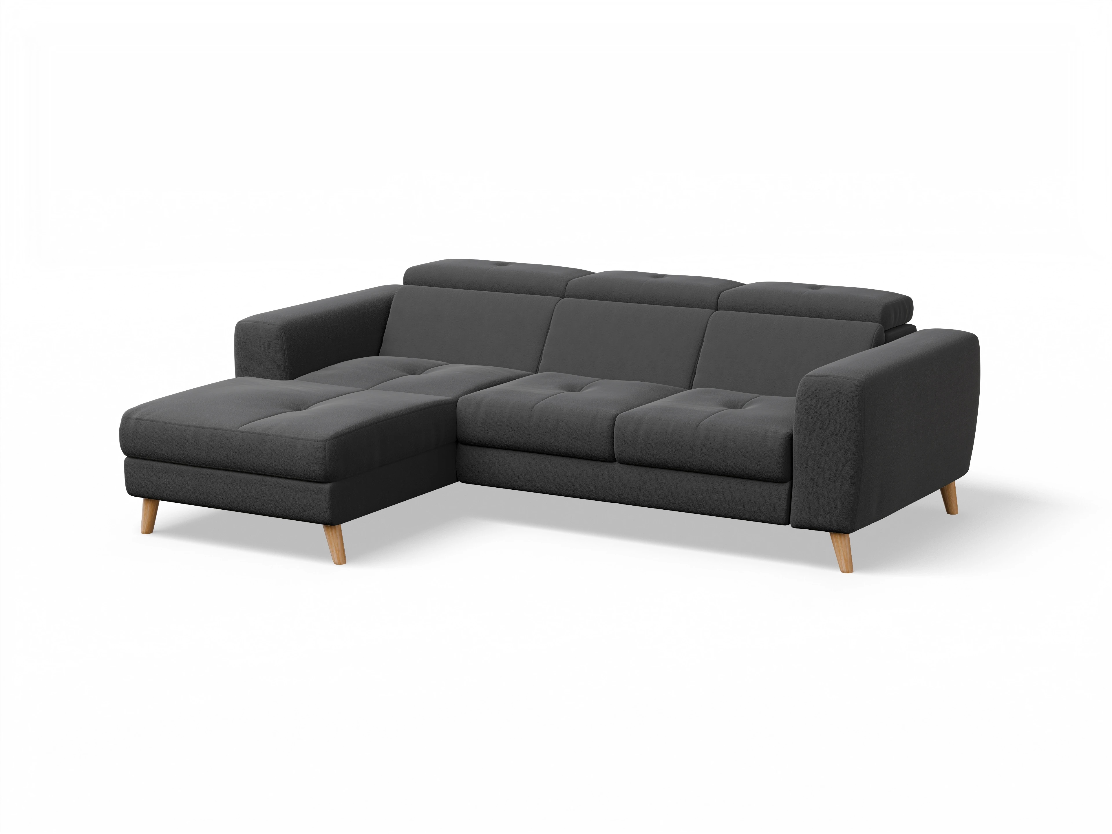 Ansicht des Produktes Capua Ecksofa links Abschluss offen in Stoff Grau