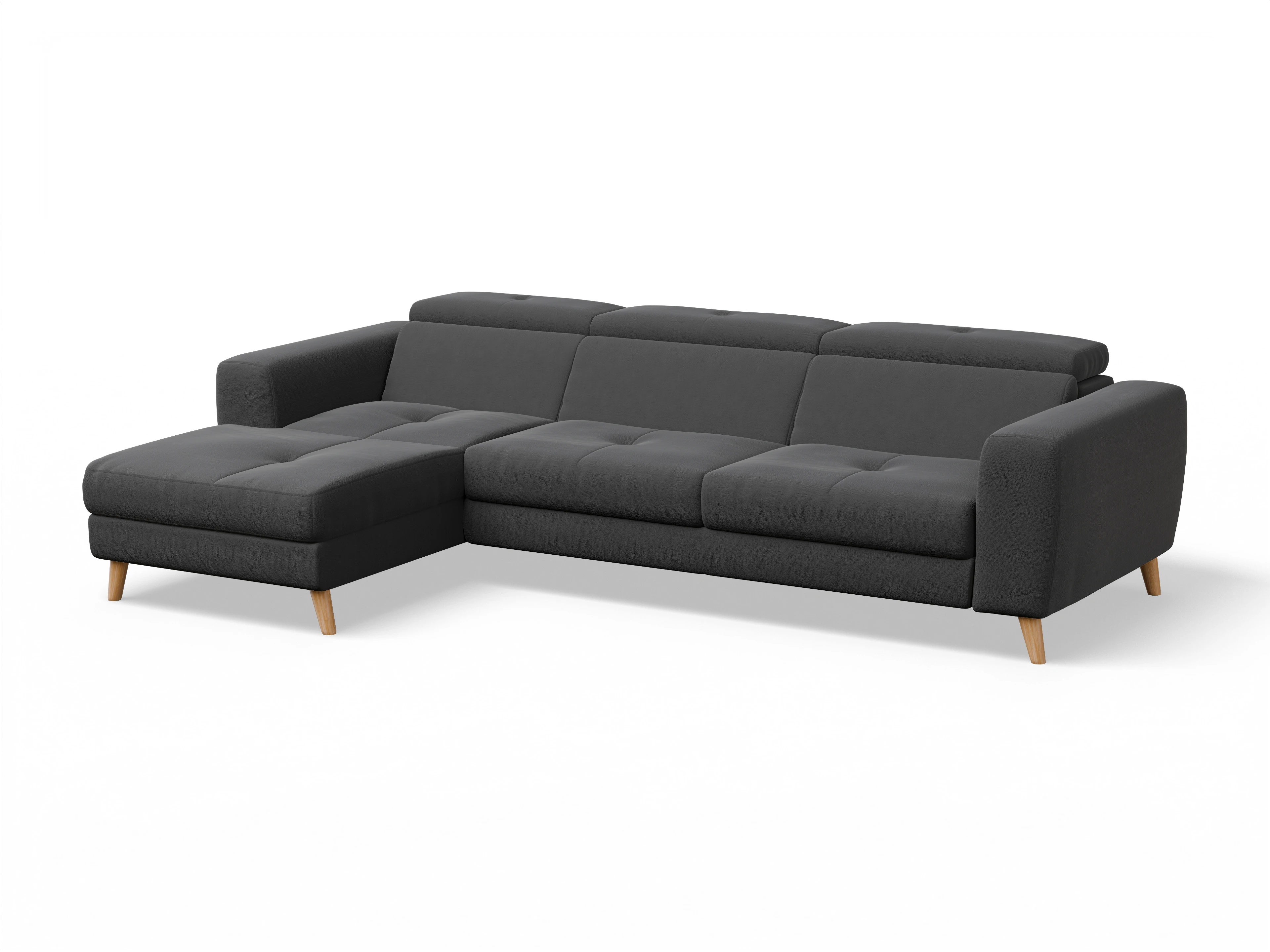 Ansicht des Produktes Capua Ecksofa links Abschluss offen in Stoff Grau