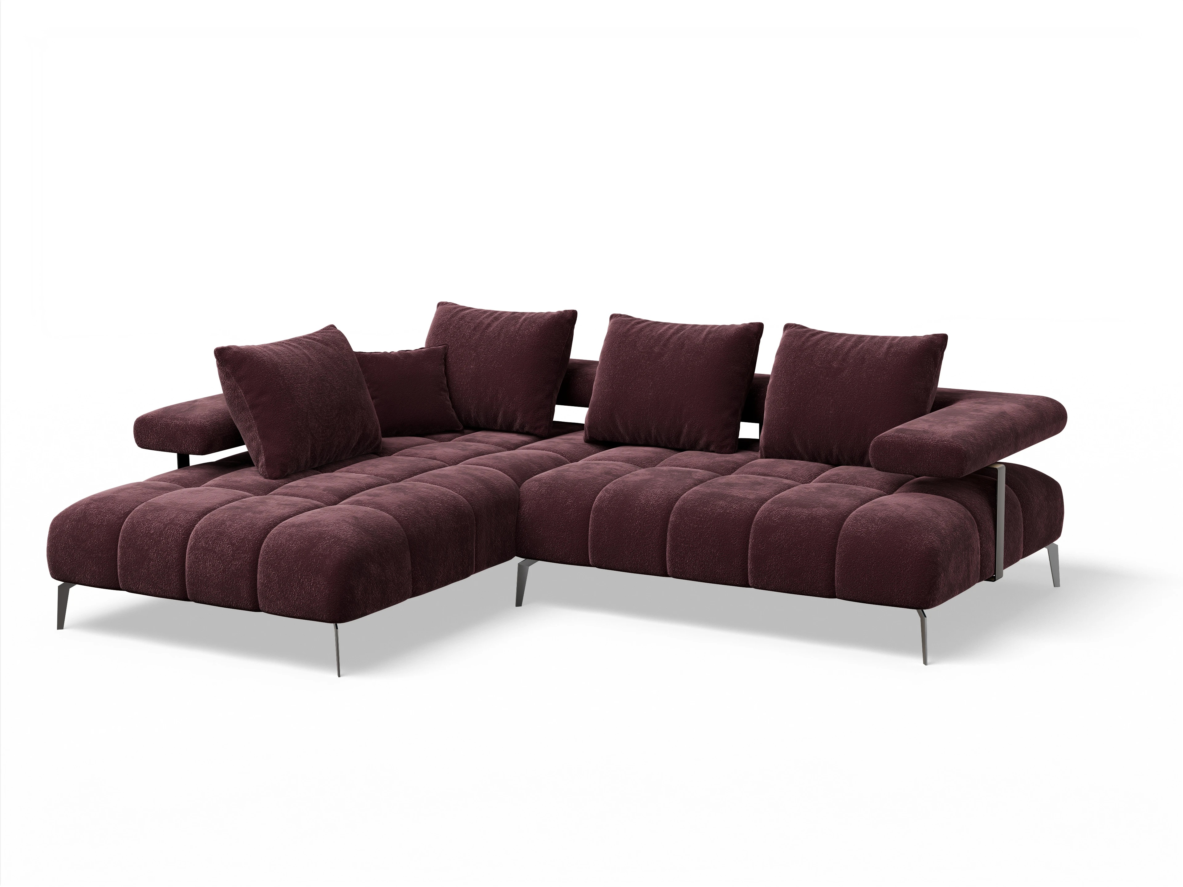 Ansicht des Produktes Madrid-O Ecksofa links Abschluss offen in Stoff Rot