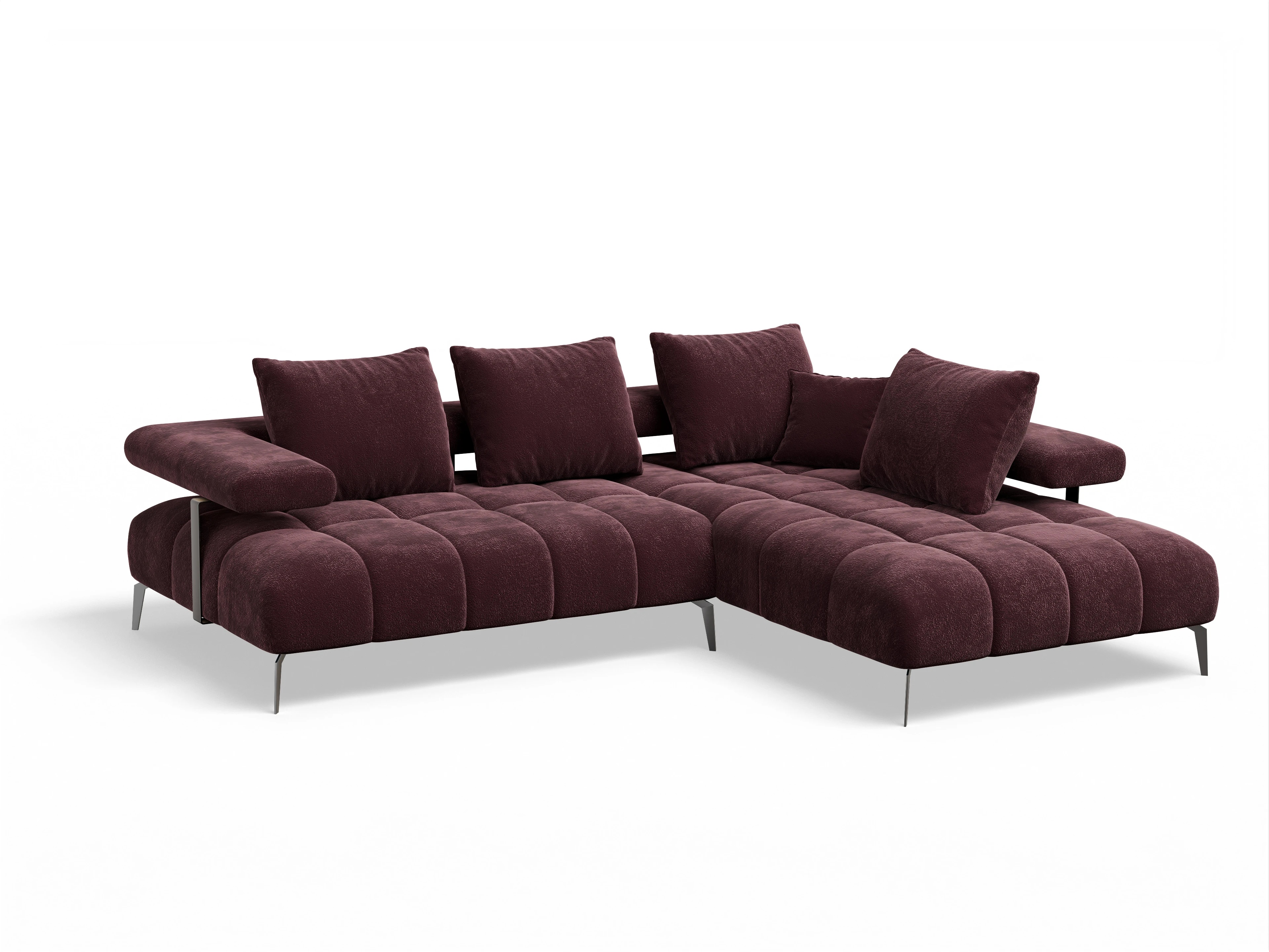 Ansicht des Produktes Madrid-O Ecksofa rechts Abschluss offen in Stoff Rot