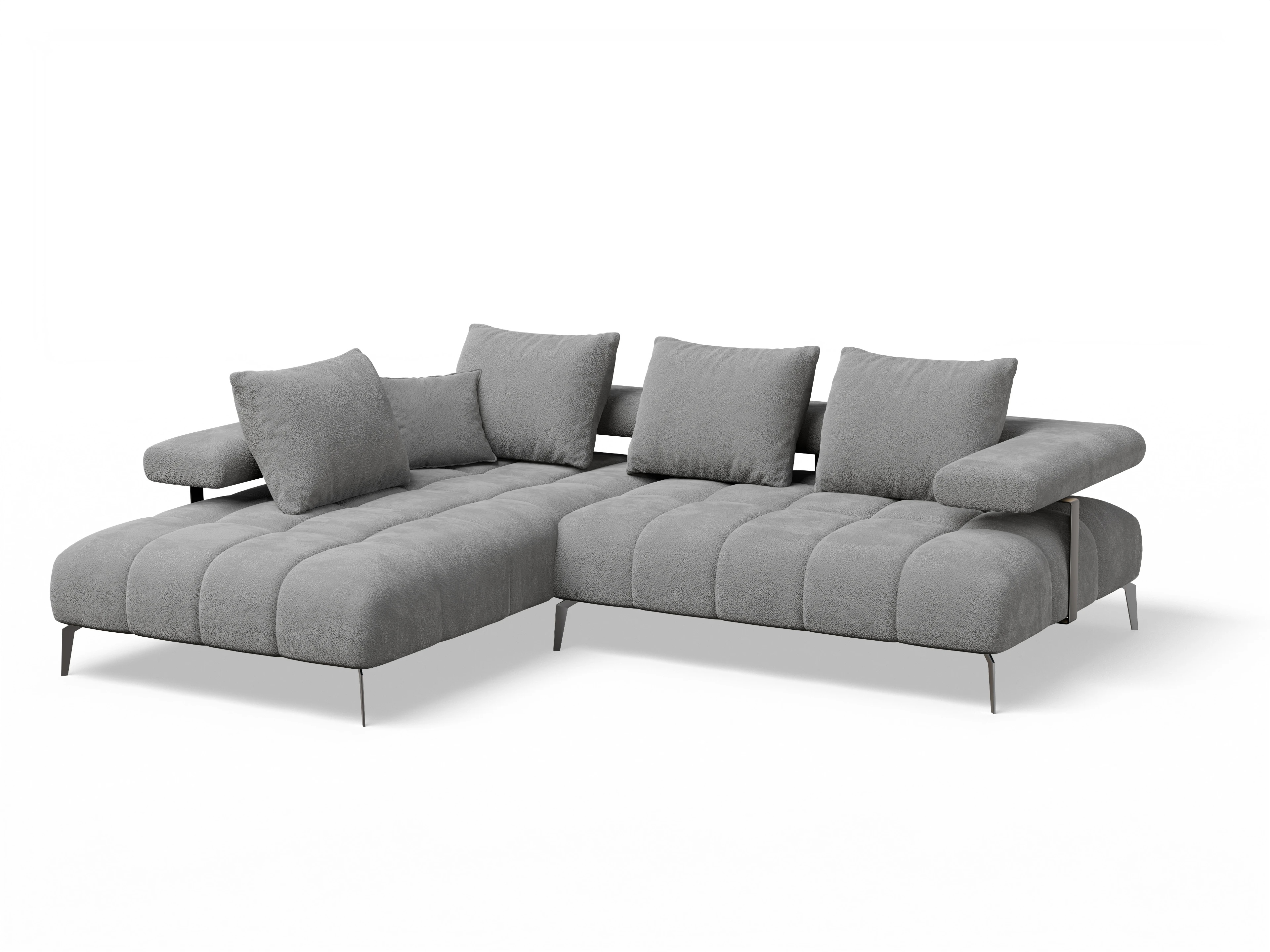 Ansicht des Produktes Madrid-O Ecksofa links Abschluss offen in Stoff Grau