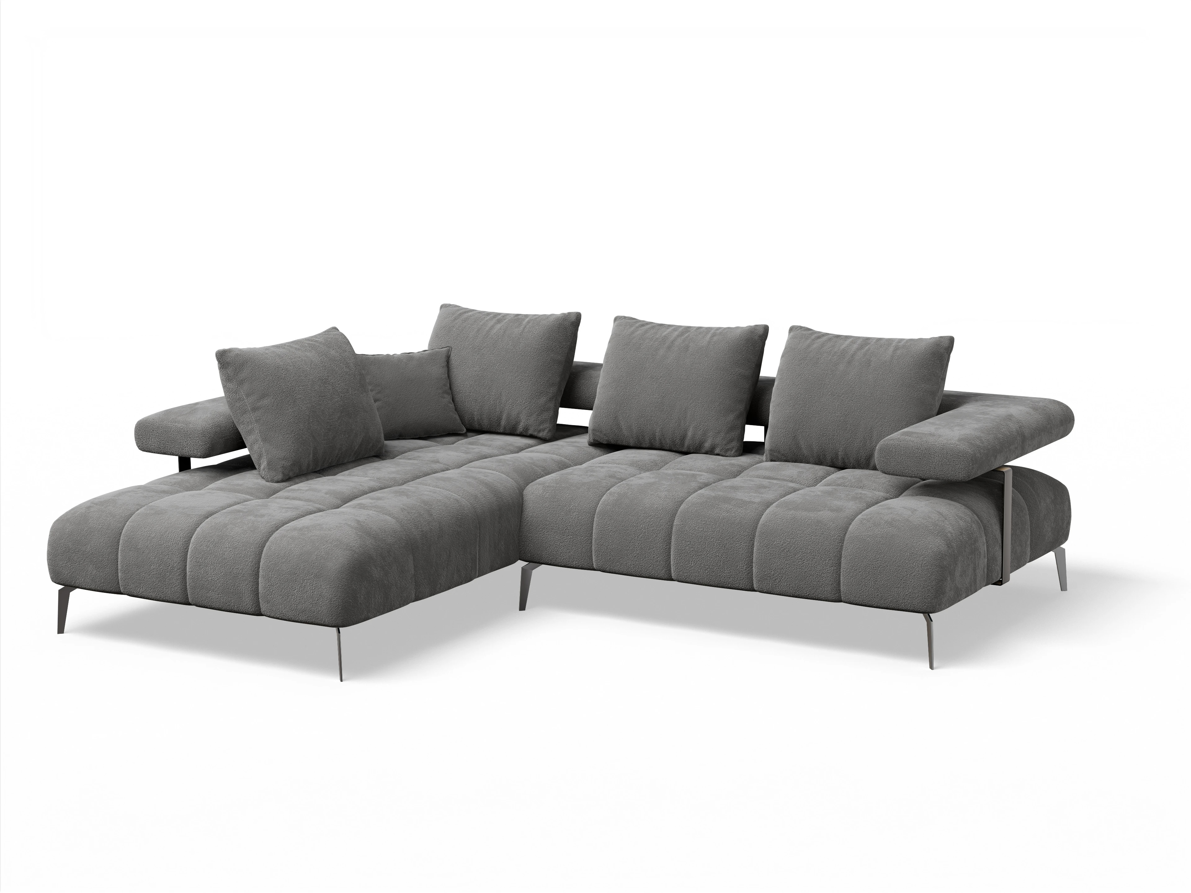 Ansicht des Produktes Madrid-O Ecksofa links Abschluss offen in Stoff Braun