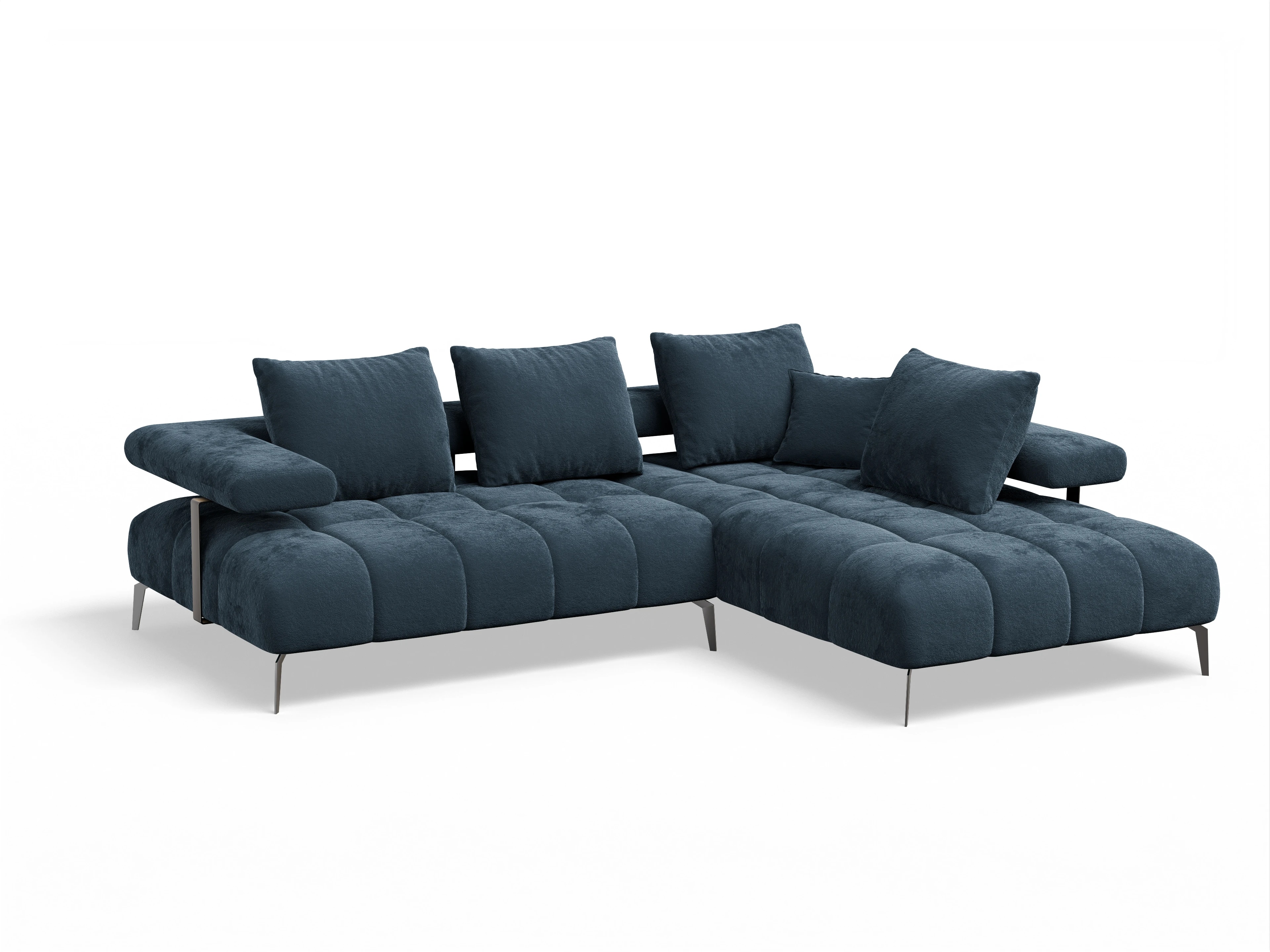 Ansicht des Produktes Madrid-O Ecksofa rechts Abschluss offen in Stoff Blau