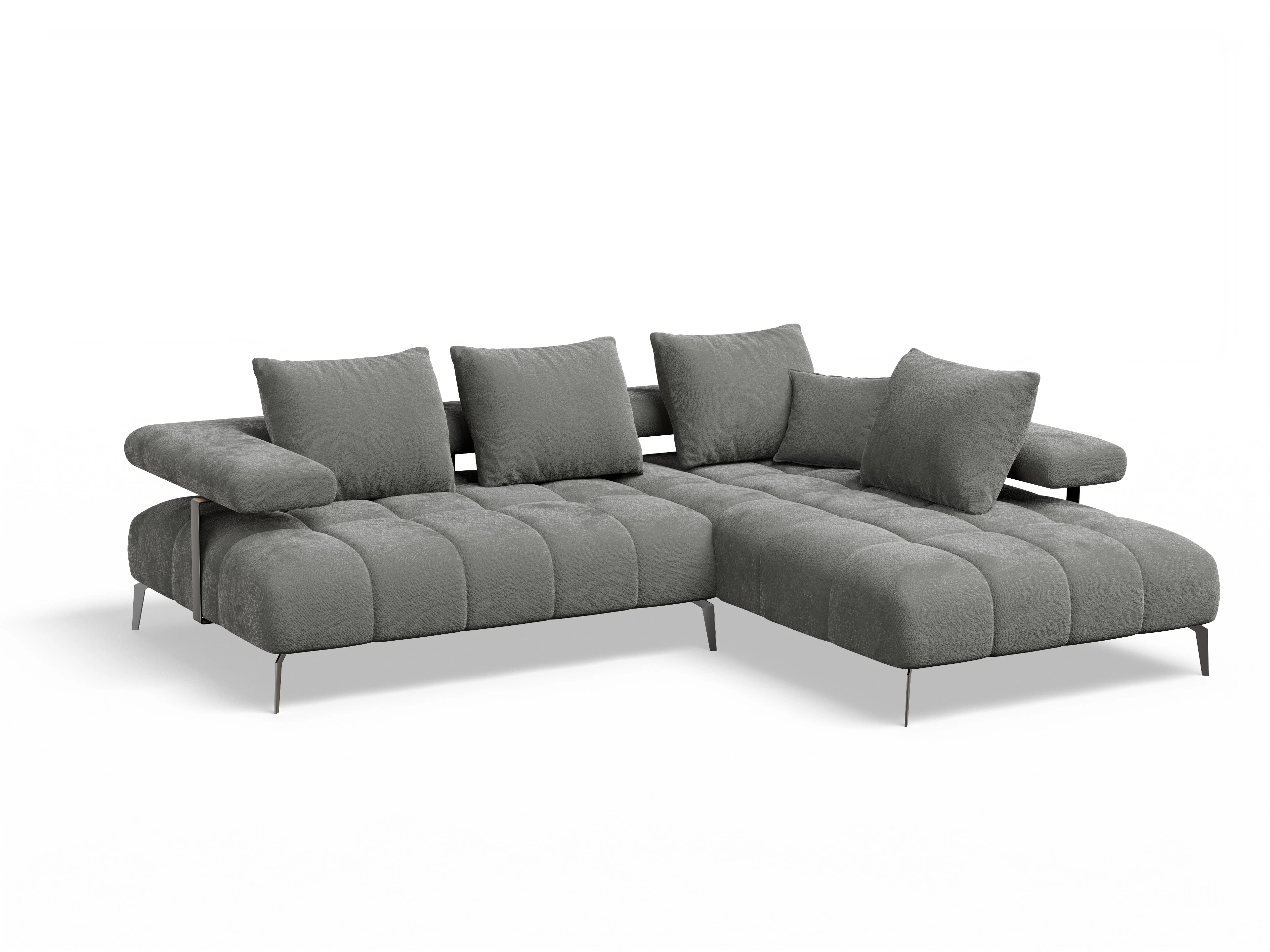 Ansicht des Produktes Madrid-O Ecksofa rechts Abschluss offen in Stoff Grau