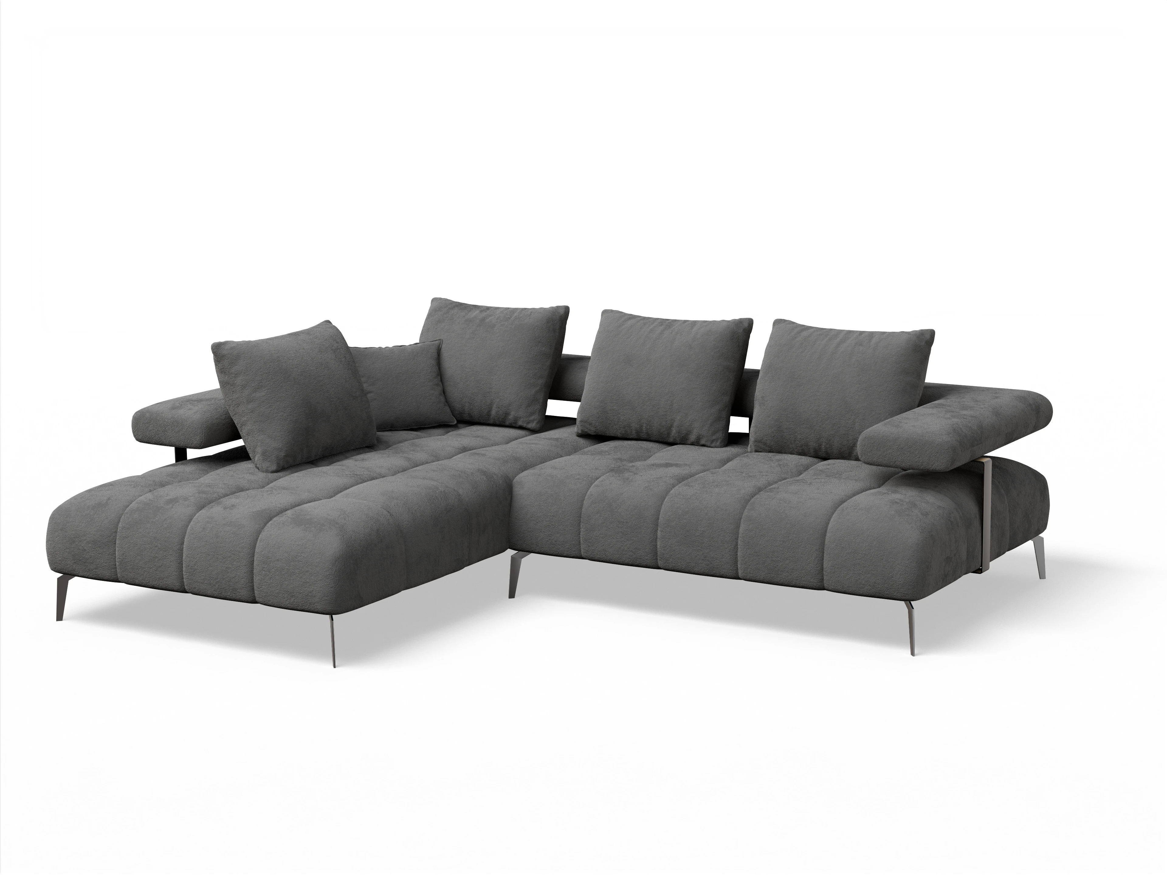 Ansicht des Produktes Madrid-O Ecksofa links Abschluss offen in Stoff Grau