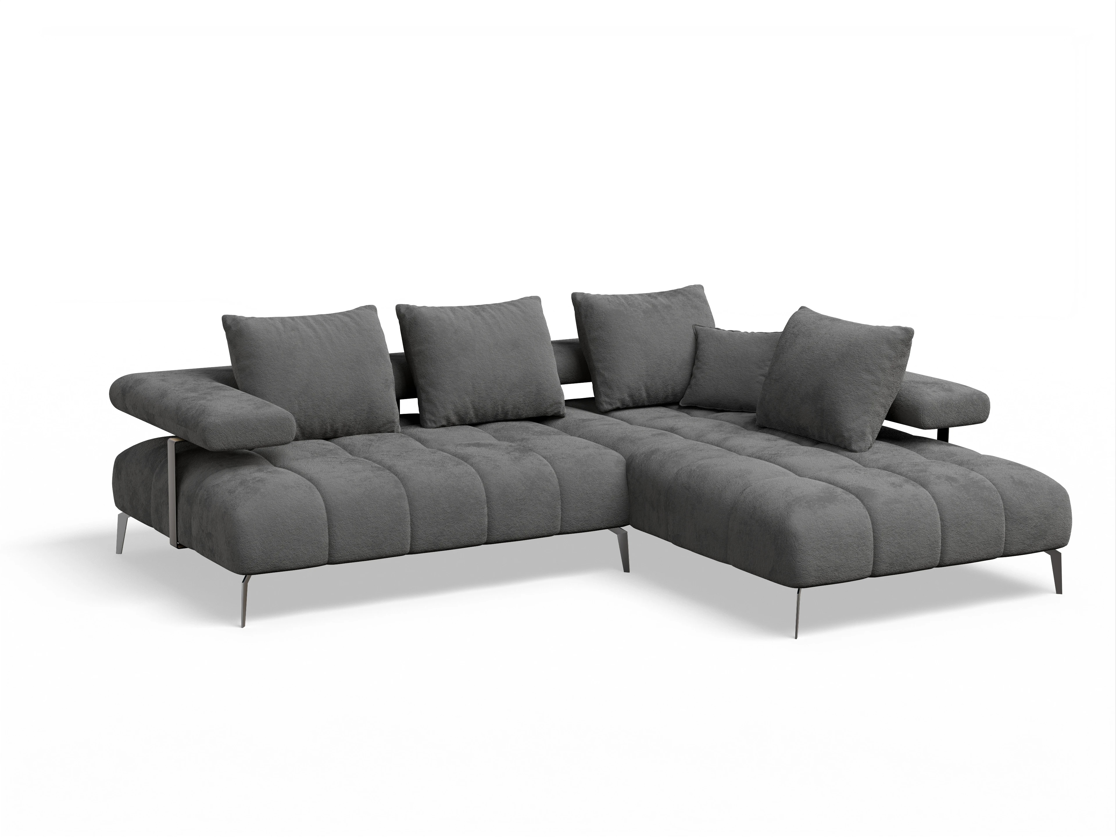 Ansicht des Produktes Madrid-O Ecksofa rechts Abschluss offen in Stoff Grau