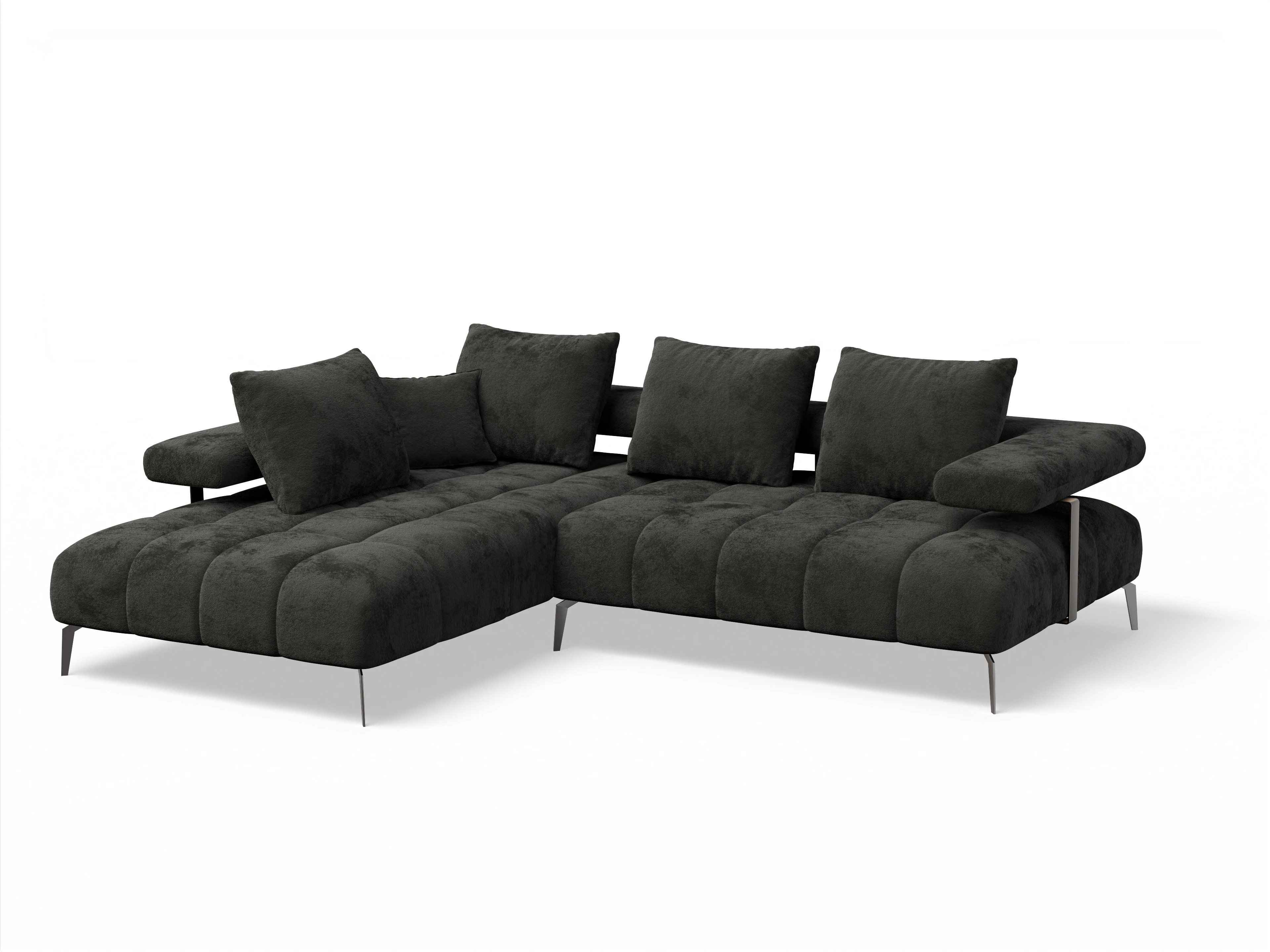 Ansicht des Produktes Madrid-O Ecksofa links Abschluss offen in Stoff Schwarz