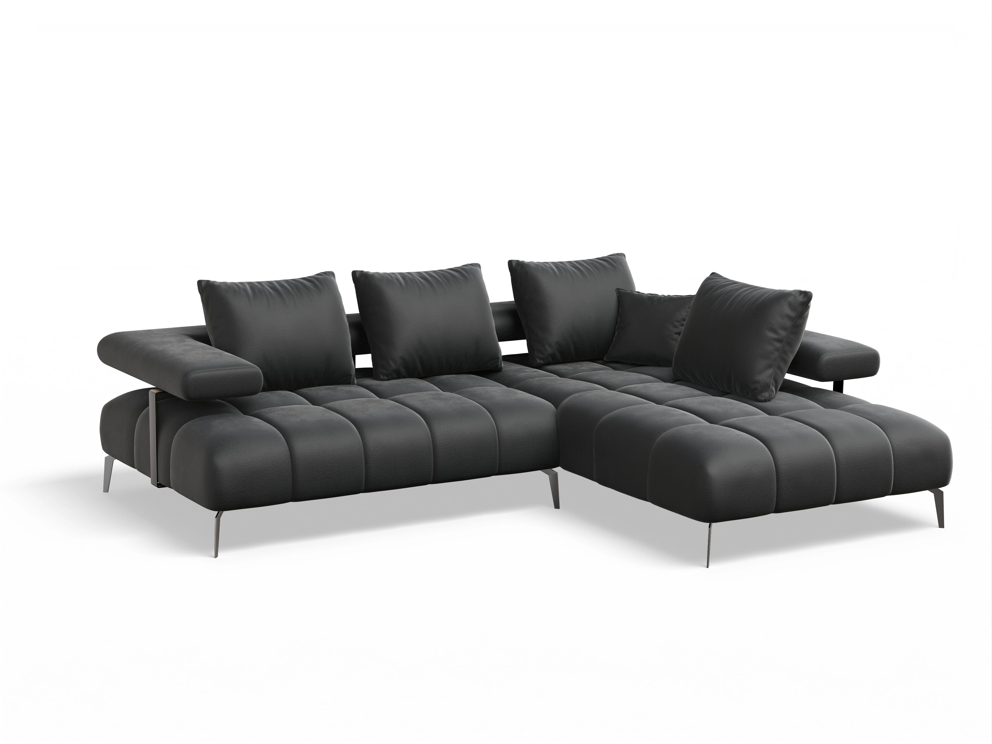 Ansicht des Produktes Madrid-O Ecksofa rechts Abschluss offen in Stoff Schwarz