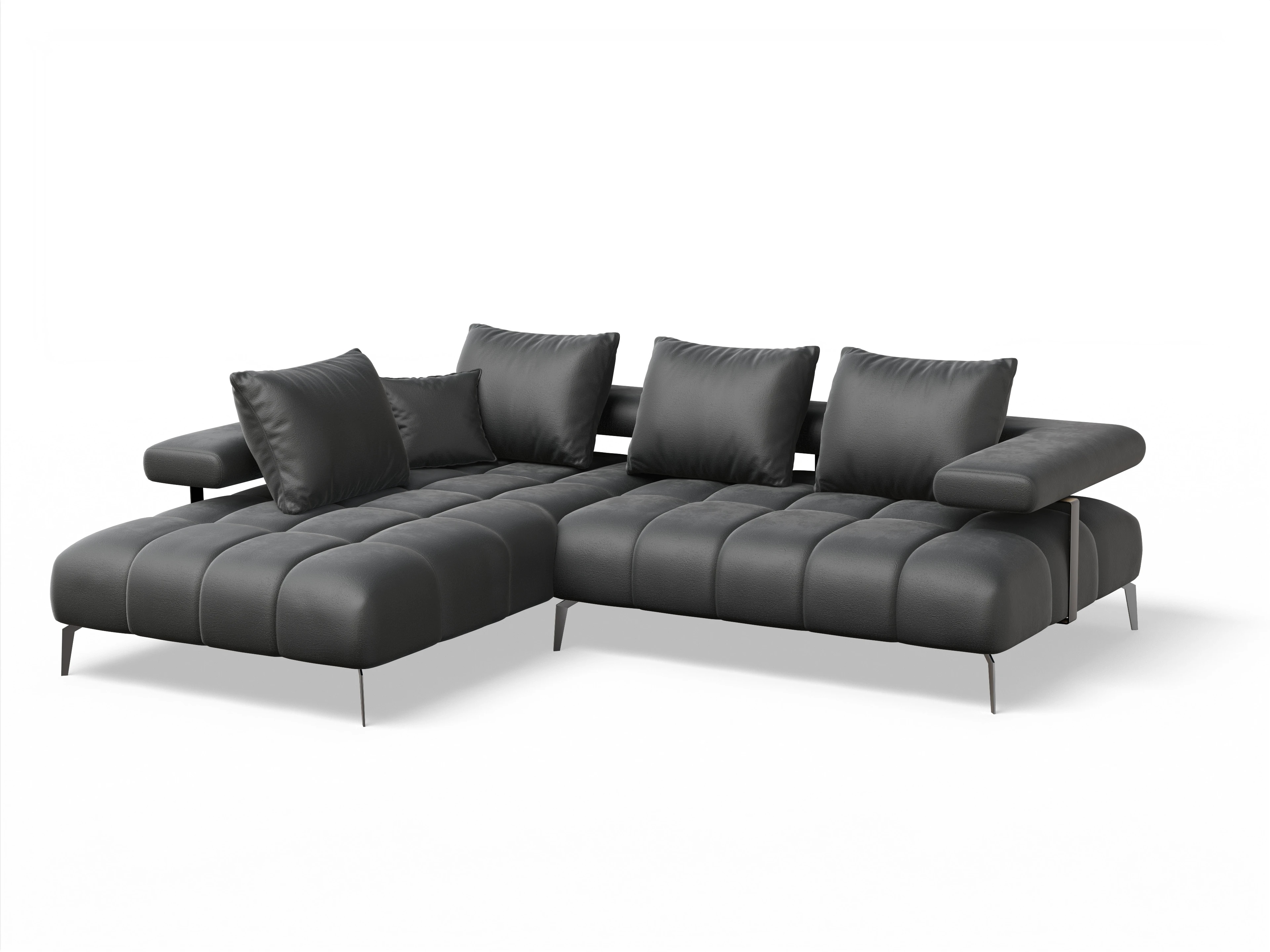 Ansicht des Produktes Madrid-O Ecksofa links Abschluss offen in Stoff Grau