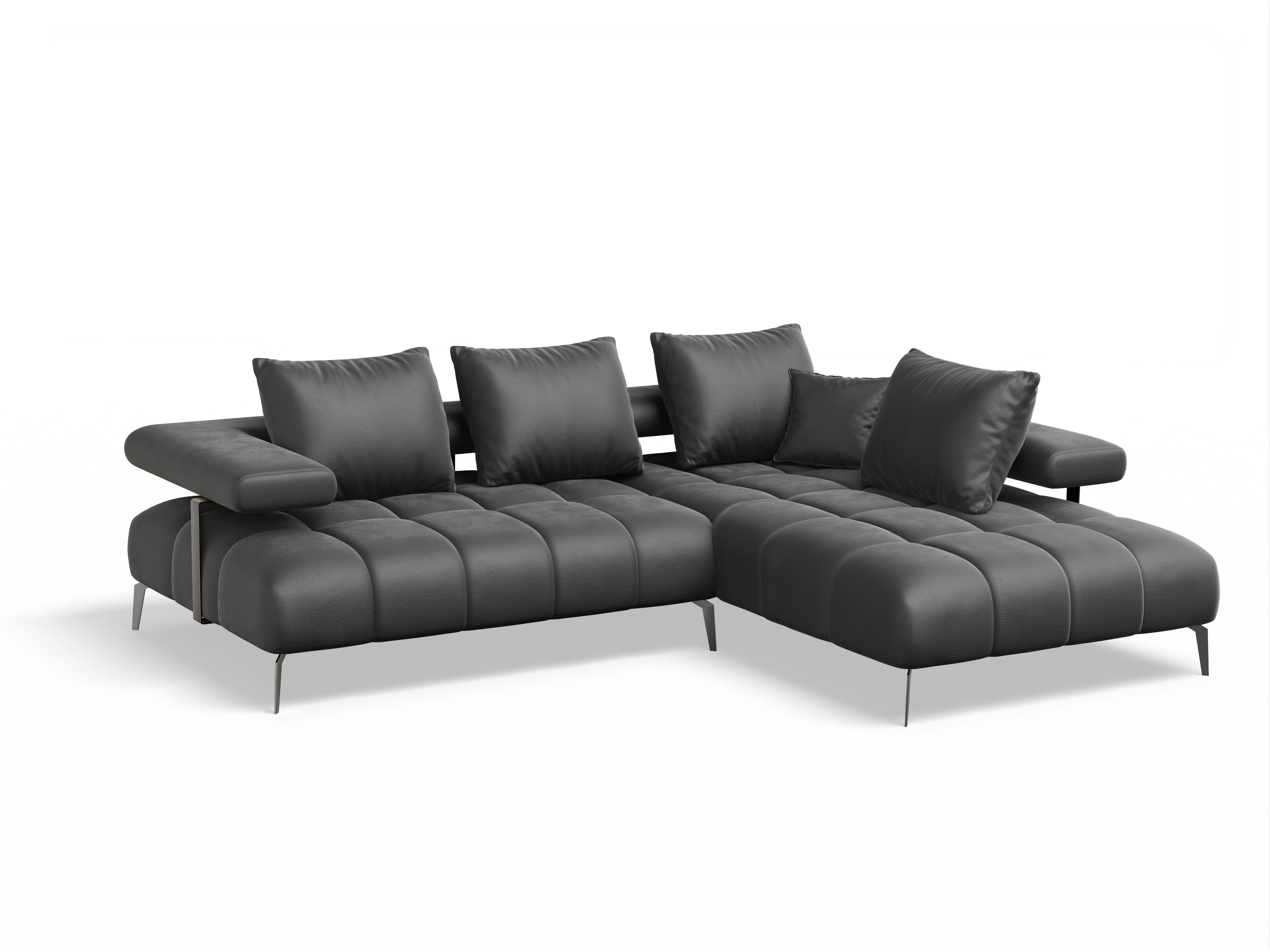 Ansicht des Produktes Madrid-O Ecksofa rechts Abschluss offen in Stoff Grau