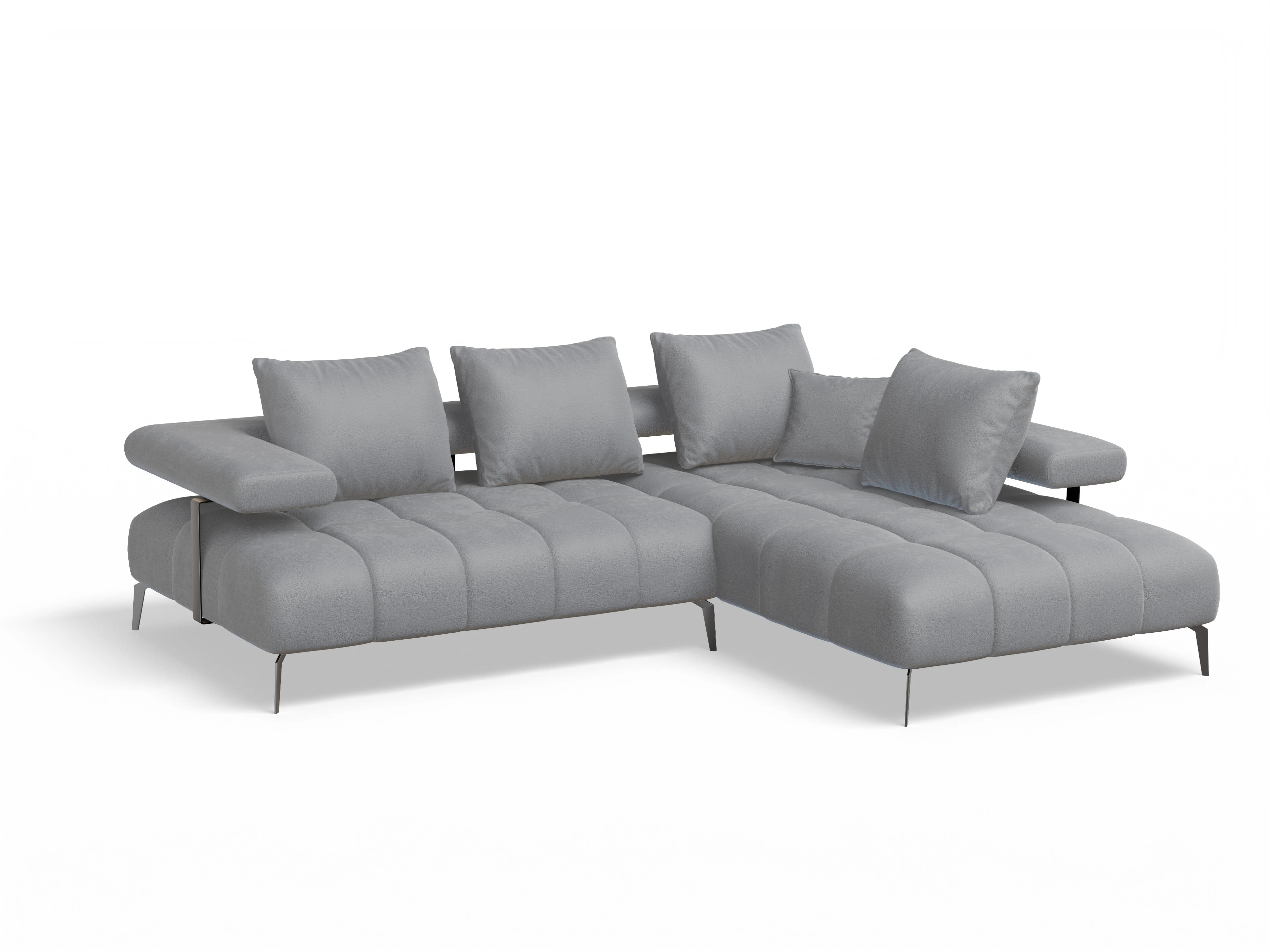 Ansicht des Produktes Madrid-O Ecksofa rechts Abschluss offen in Stoff Grau