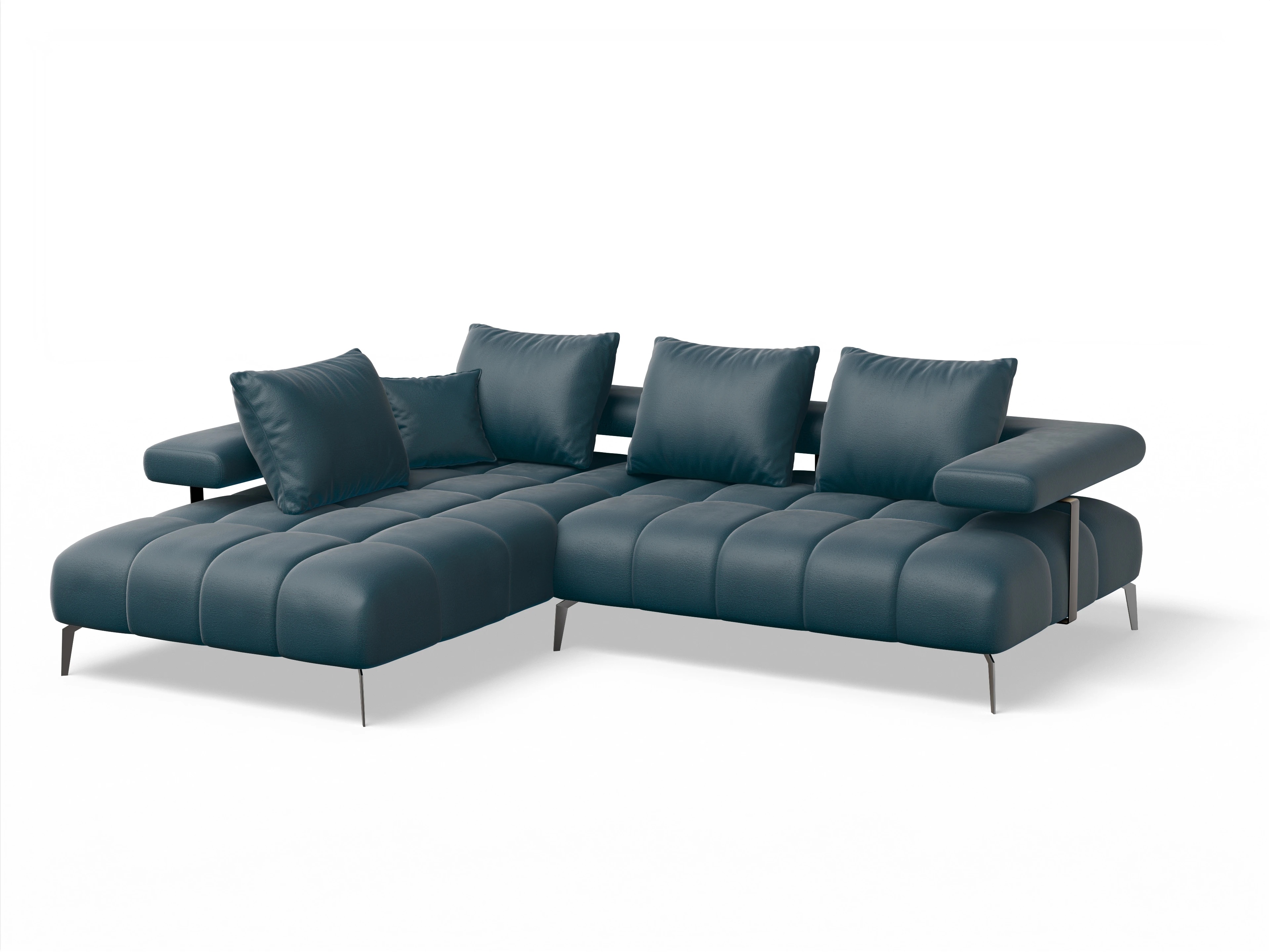 Ansicht des Produktes Madrid-O Ecksofa links Abschluss offen in Stoff Blau