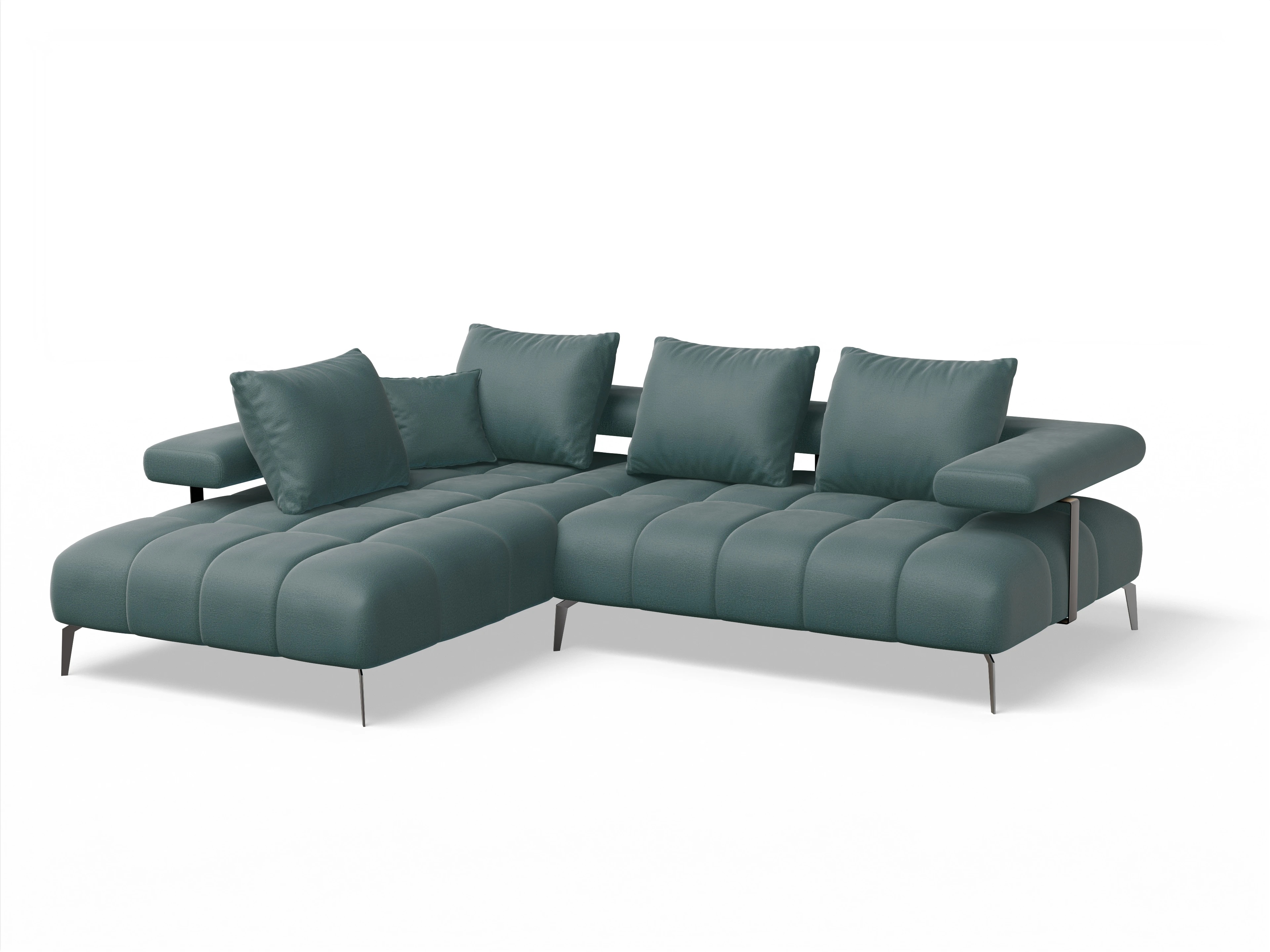 Ansicht des Produktes Madrid-O Ecksofa links Abschluss offen in Stoff Blau