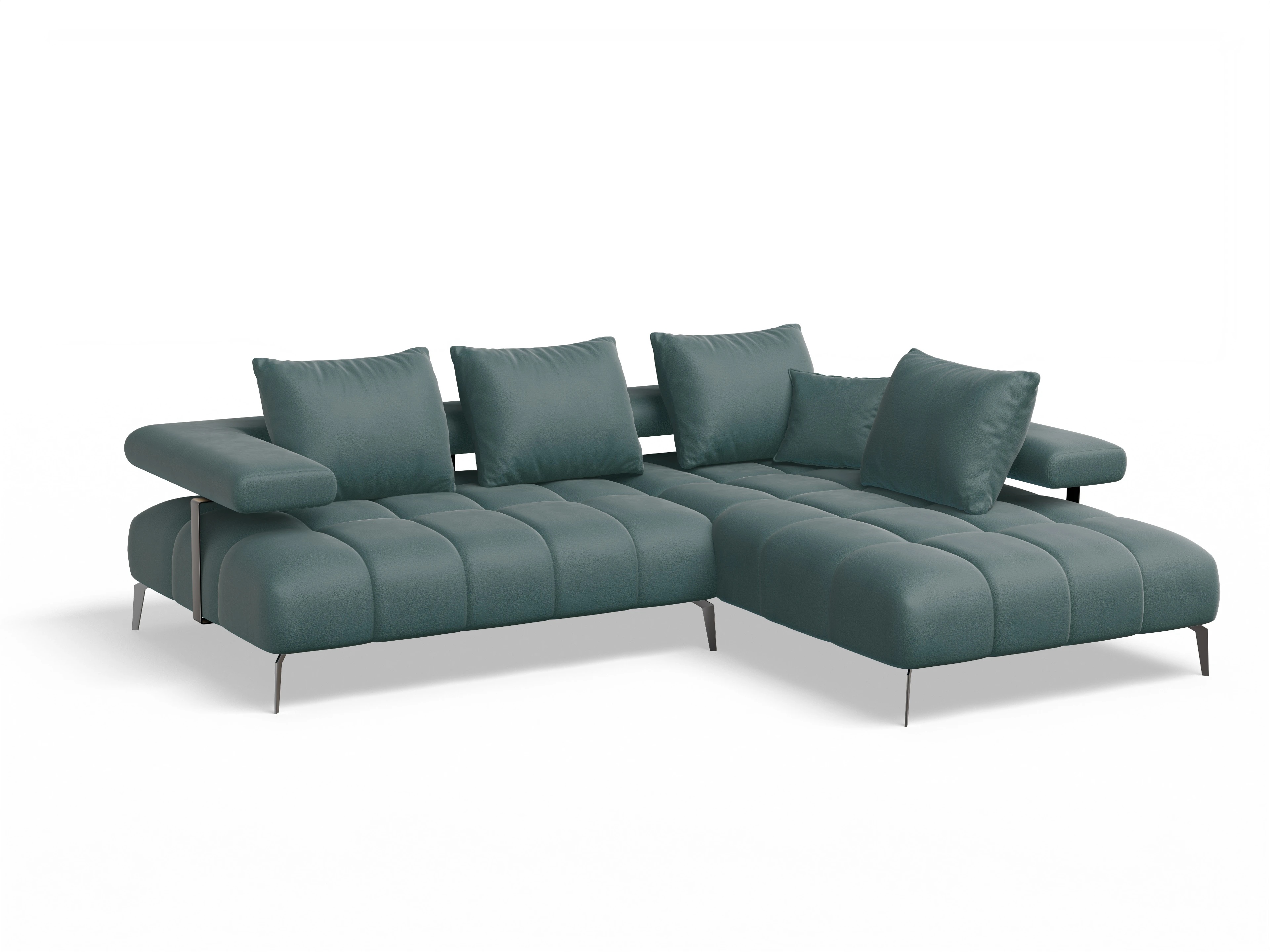 Ansicht des Produktes Madrid-O Ecksofa rechts Abschluss offen in Stoff Blau