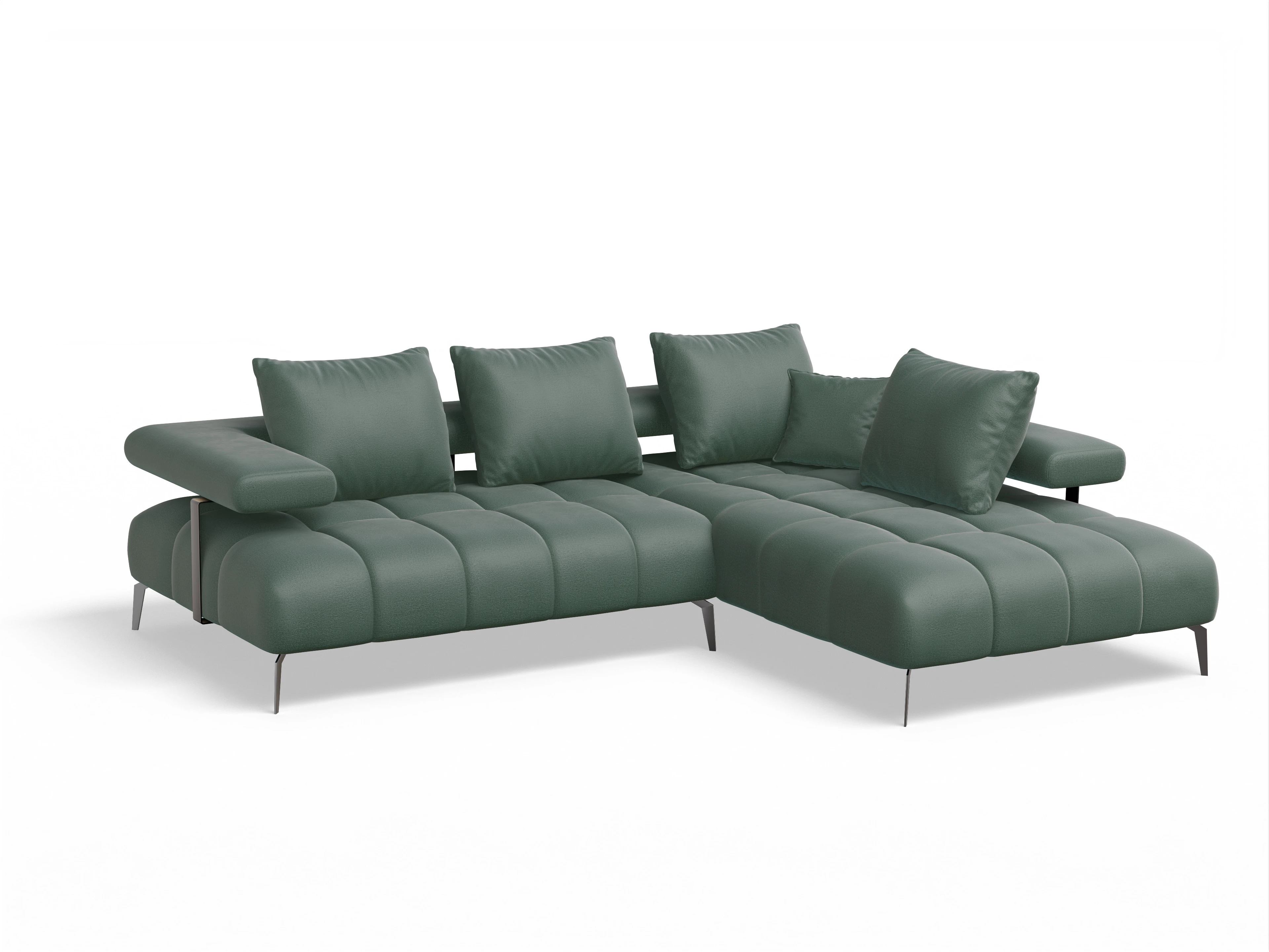 Ansicht des Produktes Madrid-O Ecksofa rechts Abschluss offen in Stoff Grün