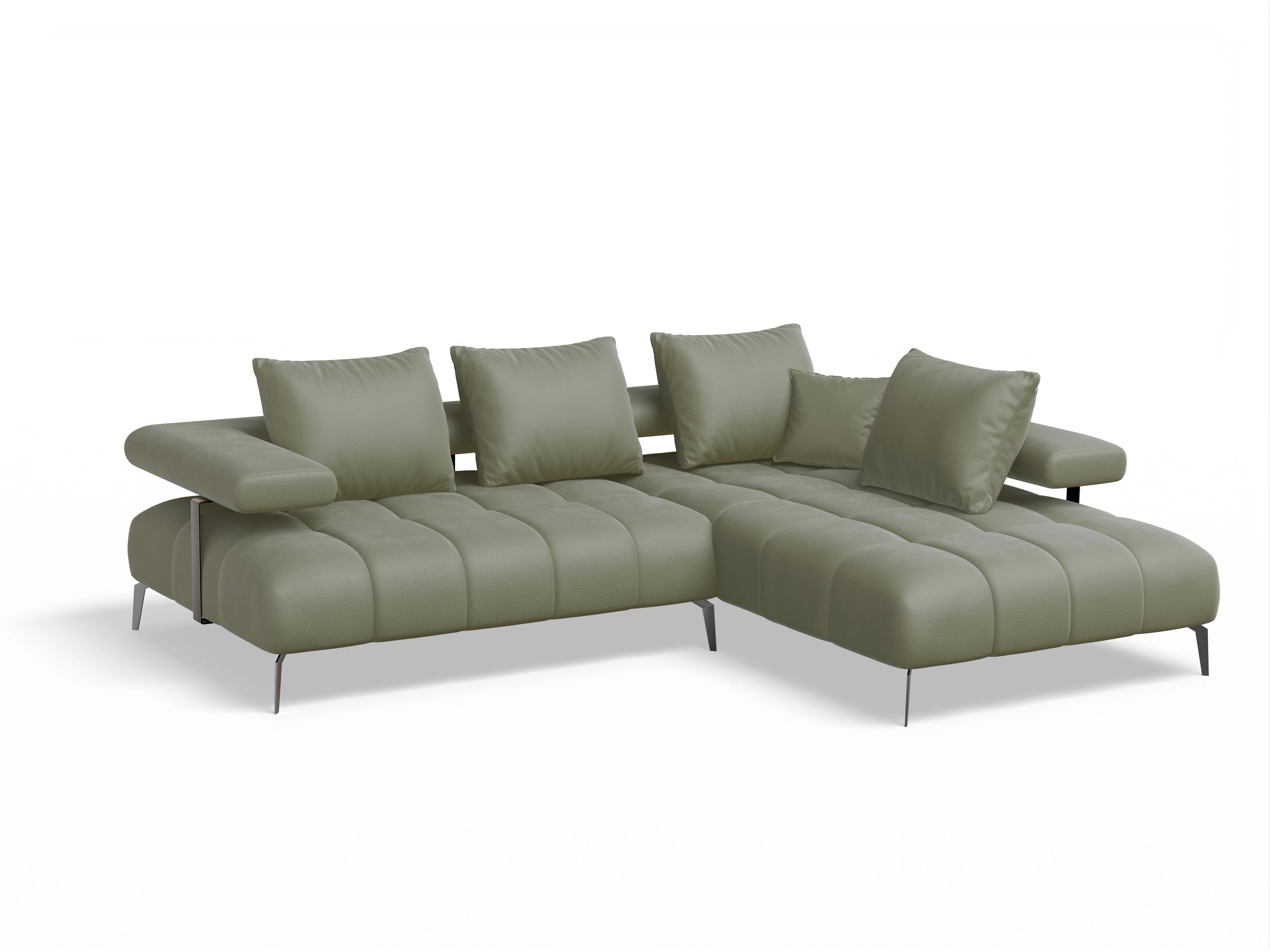 Ansicht des Produktes Madrid-O Ecksofa rechts Abschluss offen in Stoff Grün