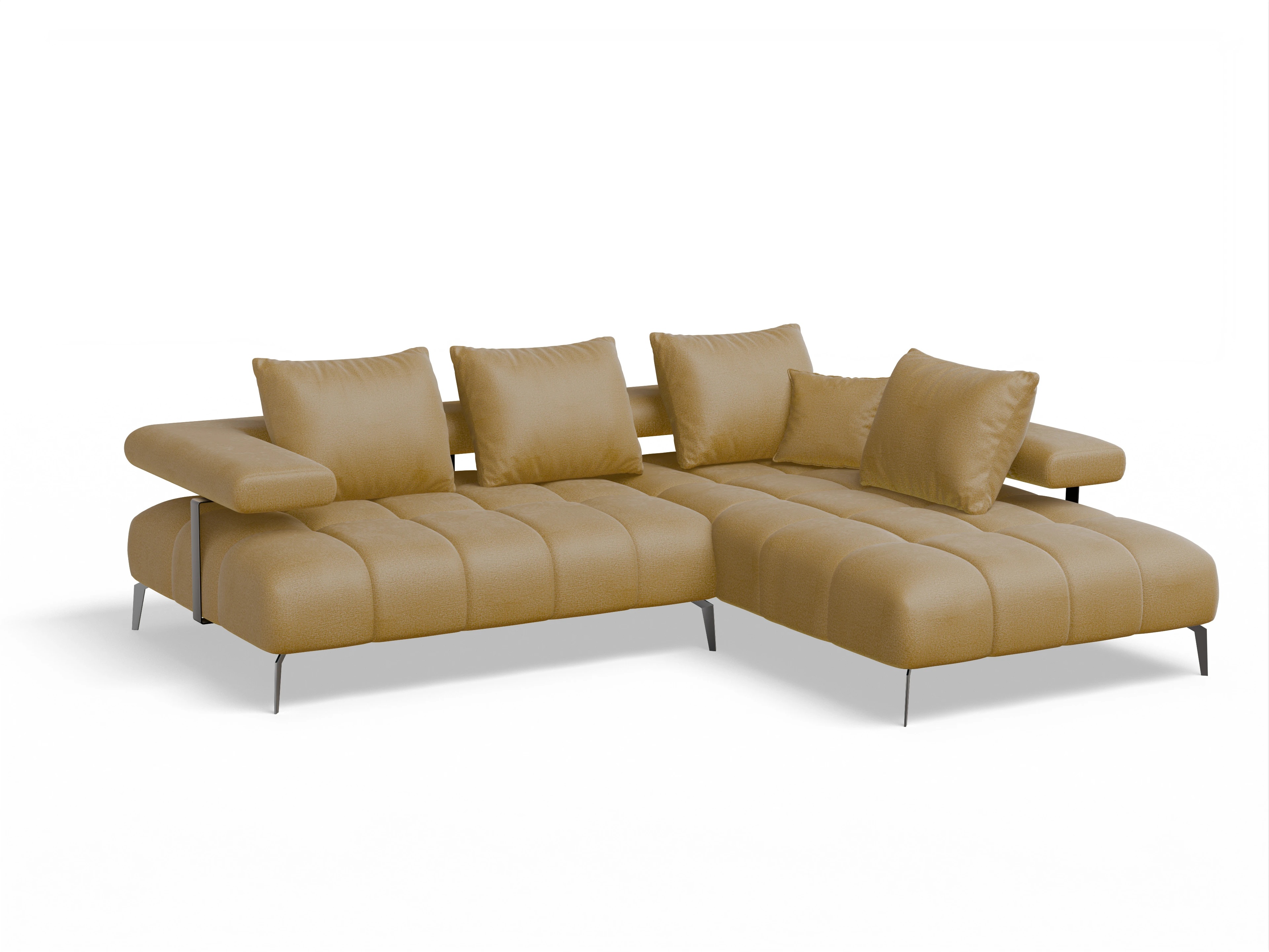 Ansicht des Produktes Madrid-O Ecksofa rechts Abschluss offen in Stoff Gelb