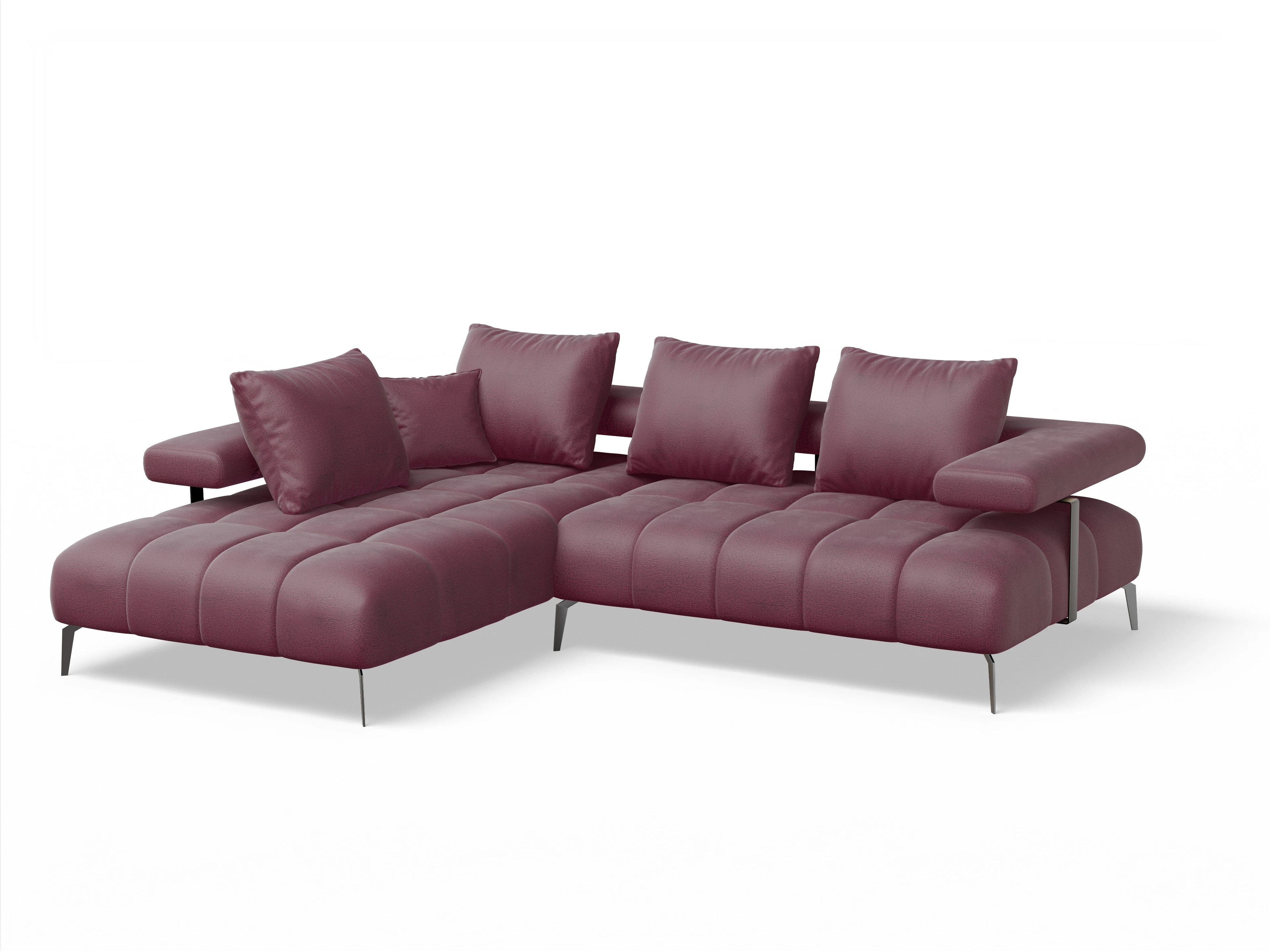 Ansicht des Produktes Madrid-O Ecksofa links Abschluss offen in Stoff Rot