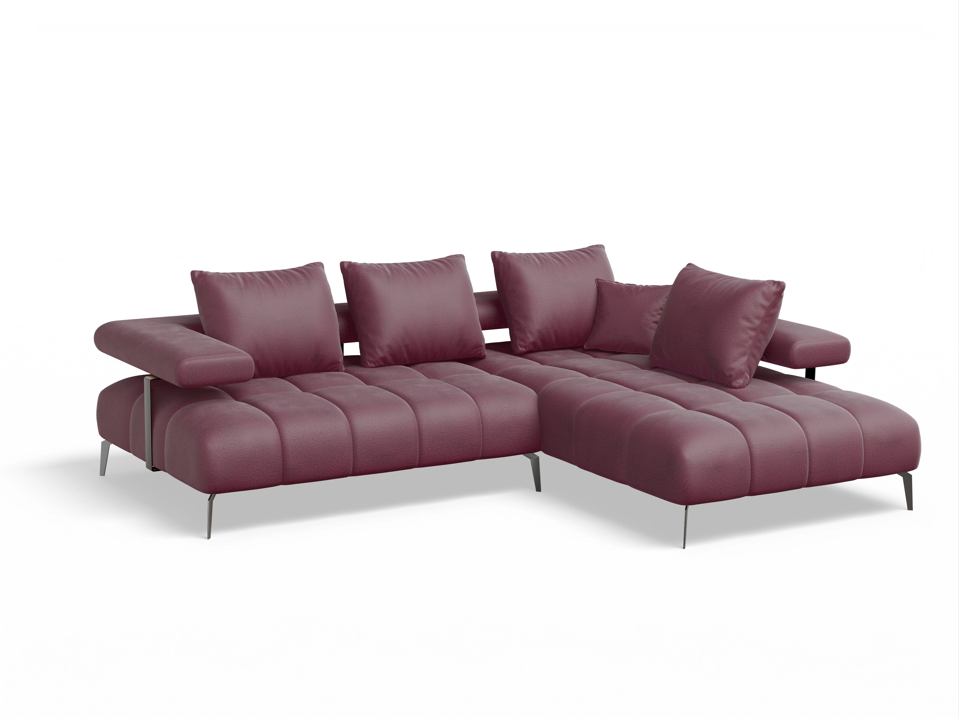 Ansicht des Produktes Madrid-O Ecksofa rechts Abschluss offen in Stoff Rot