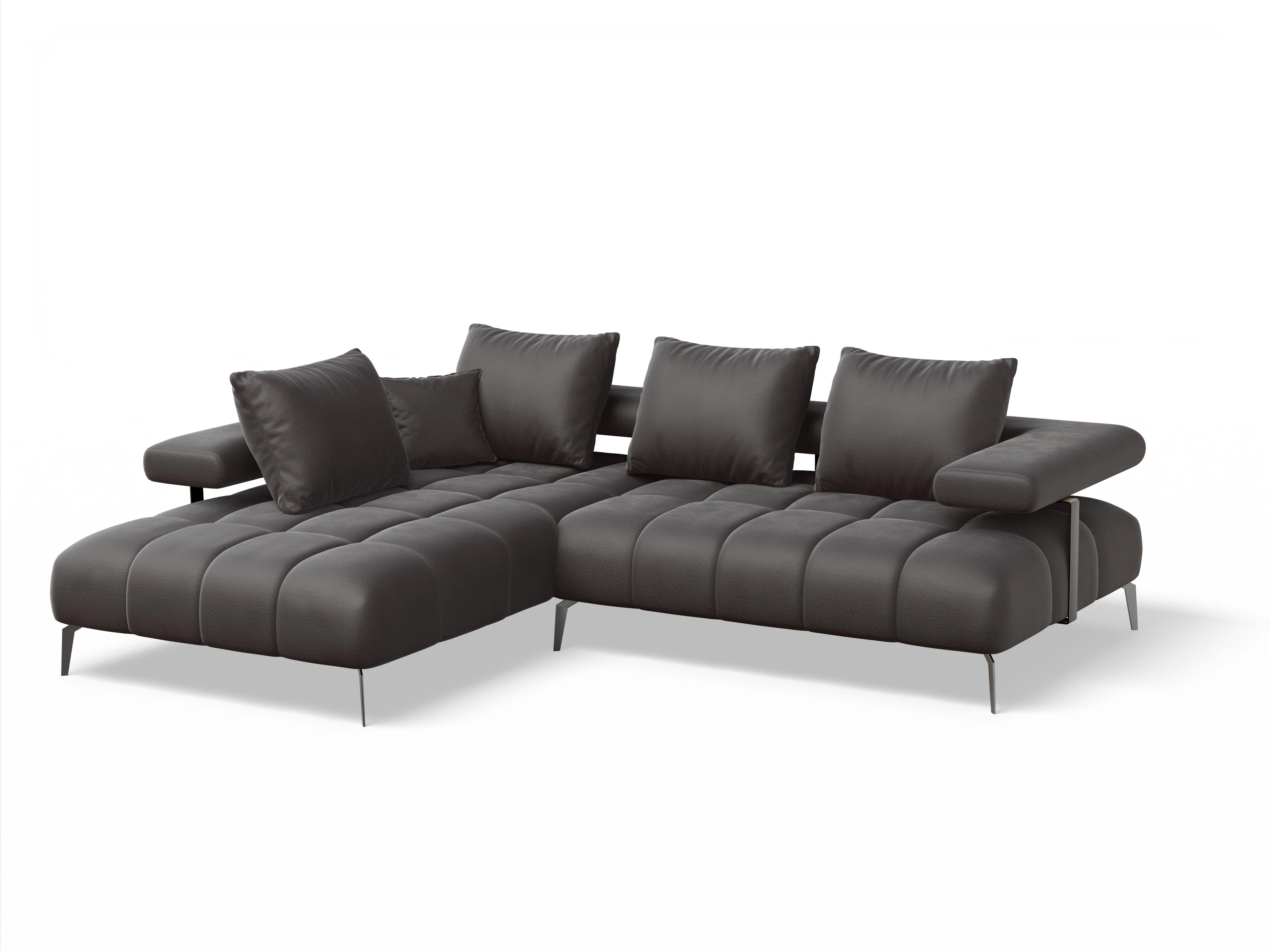 Ansicht des Produktes Madrid-O Ecksofa links Abschluss offen in Stoff Braun