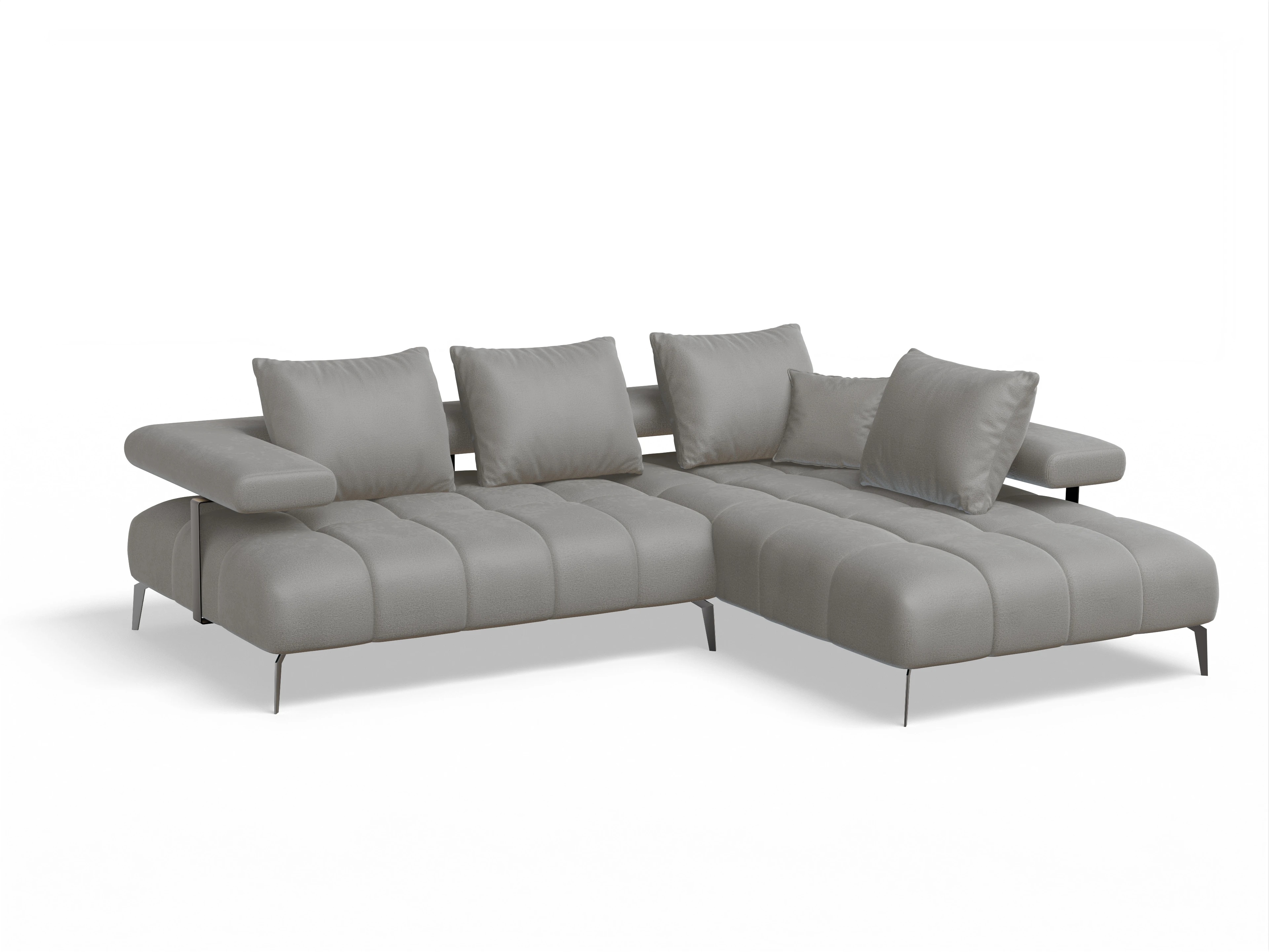 Ansicht des Produktes Madrid-O Ecksofa rechts Abschluss offen in Stoff Braun