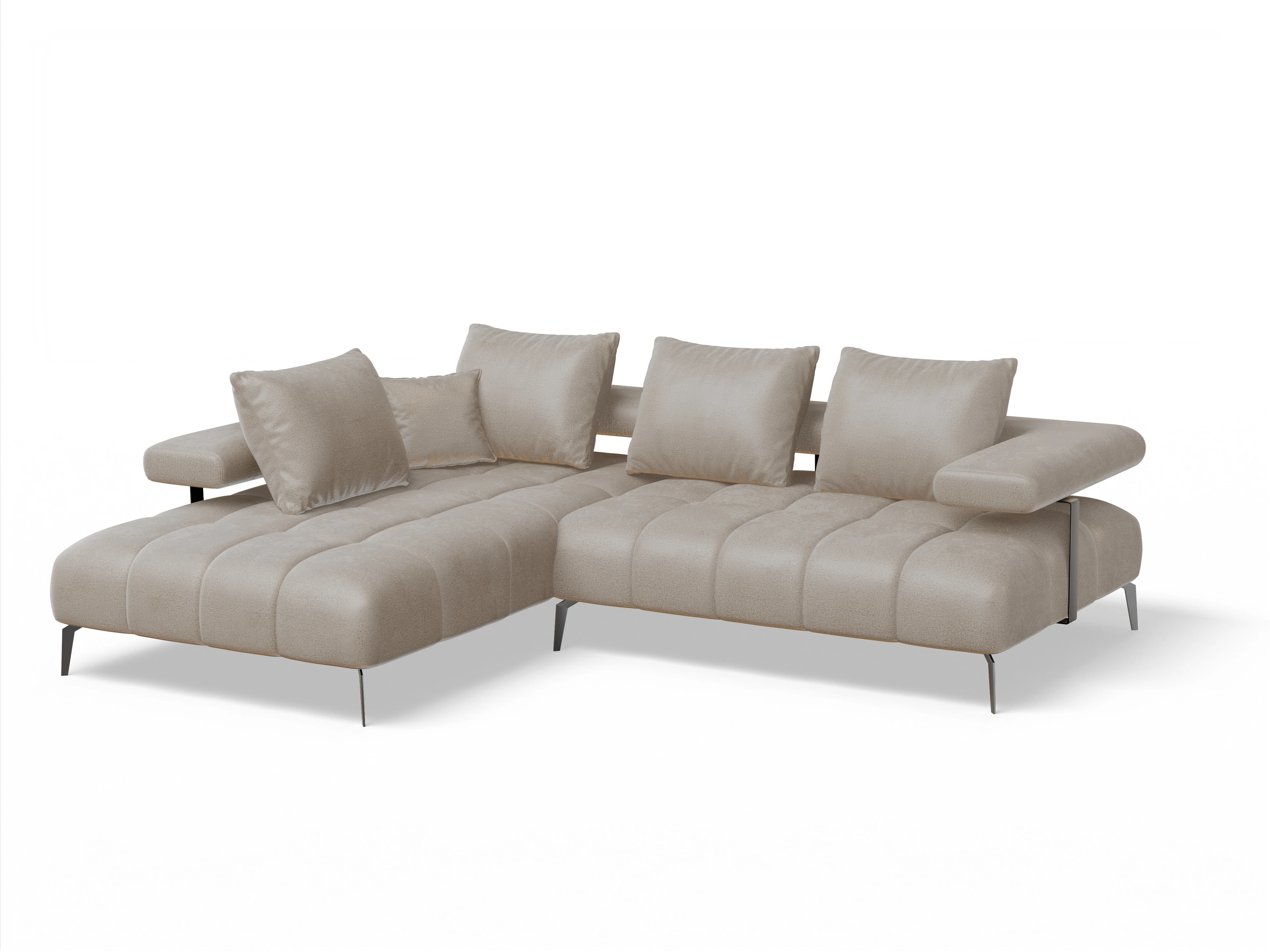 Ansicht des Produktes Madrid-O Ecksofa links Abschluss offen in Stoff Beige