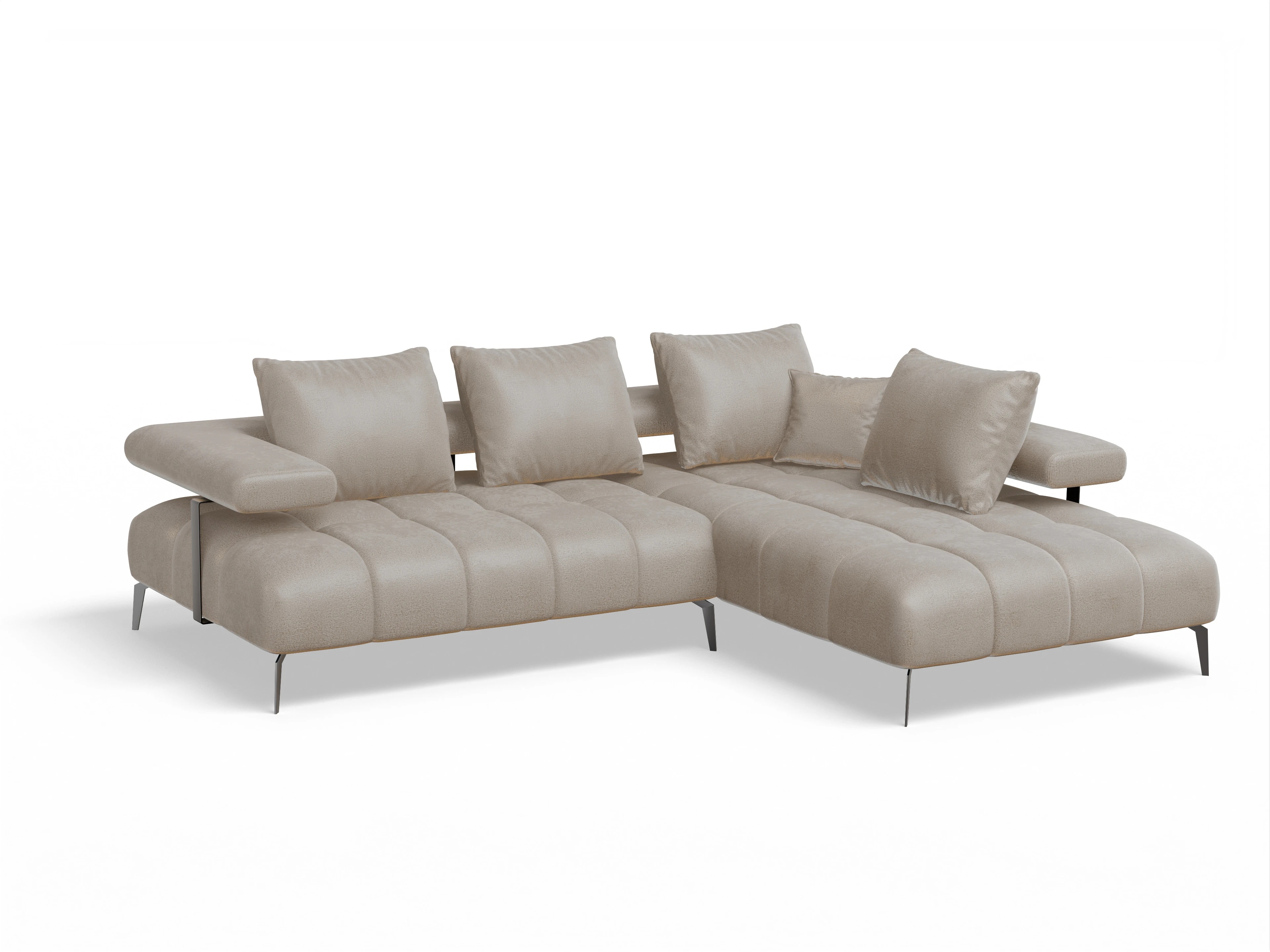 Ansicht des Produktes Madrid-O Ecksofa rechts Abschluss offen in Stoff Beige
