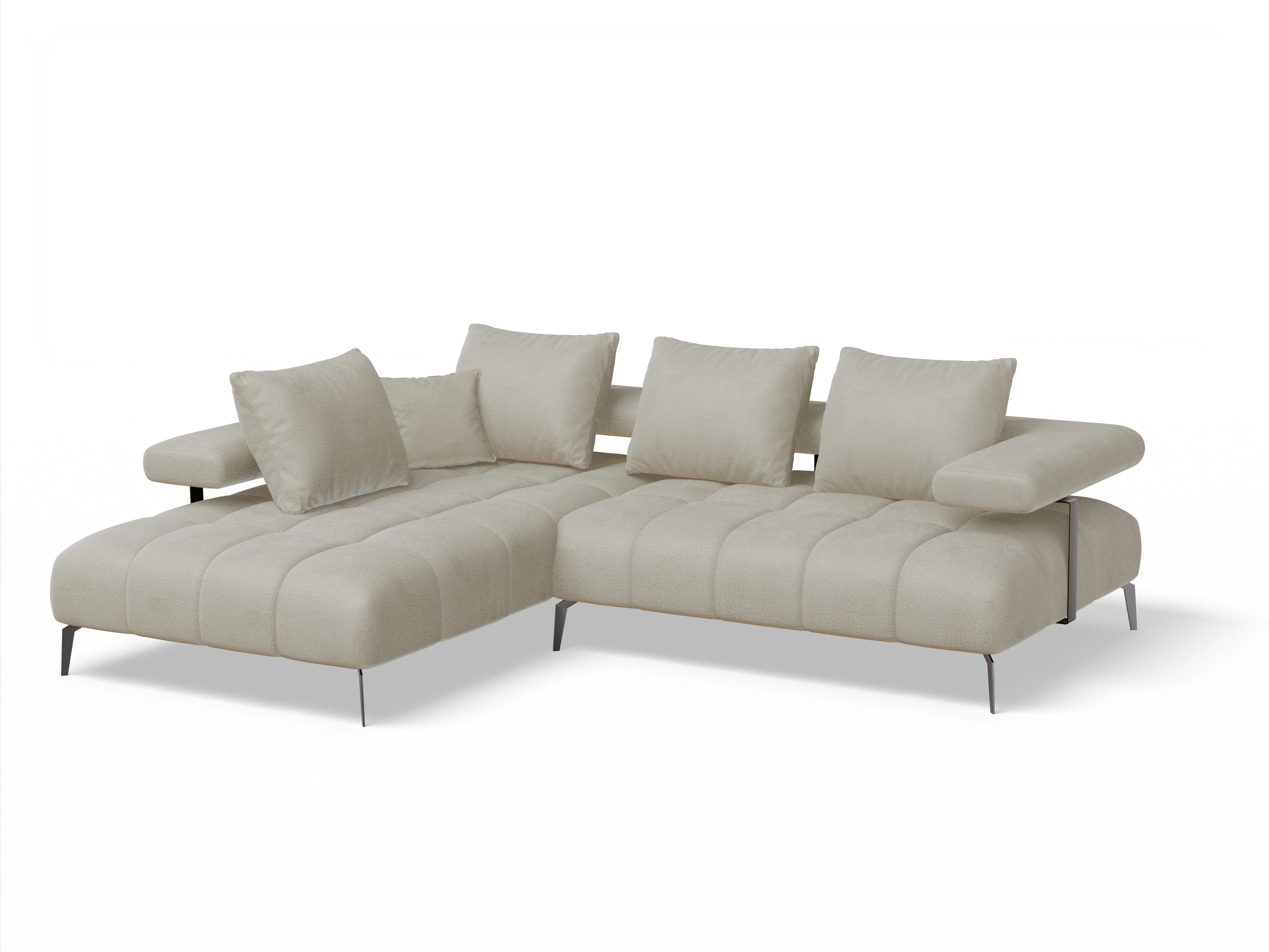 Ansicht des Produktes Madrid-O Ecksofa links Abschluss offen in Stoff Beige