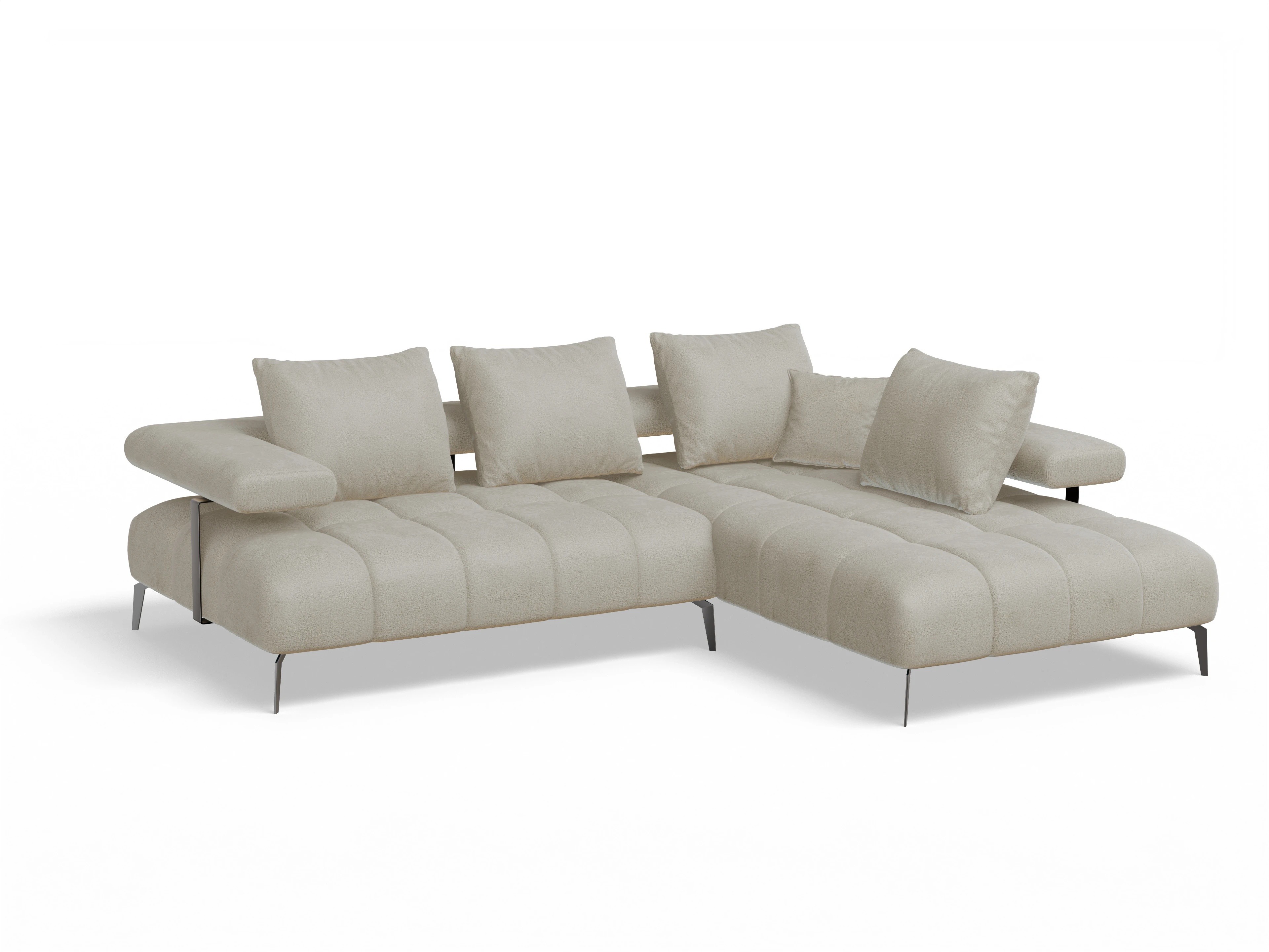 Ansicht des Produktes Madrid-O Ecksofa rechts Abschluss offen in Stoff Beige