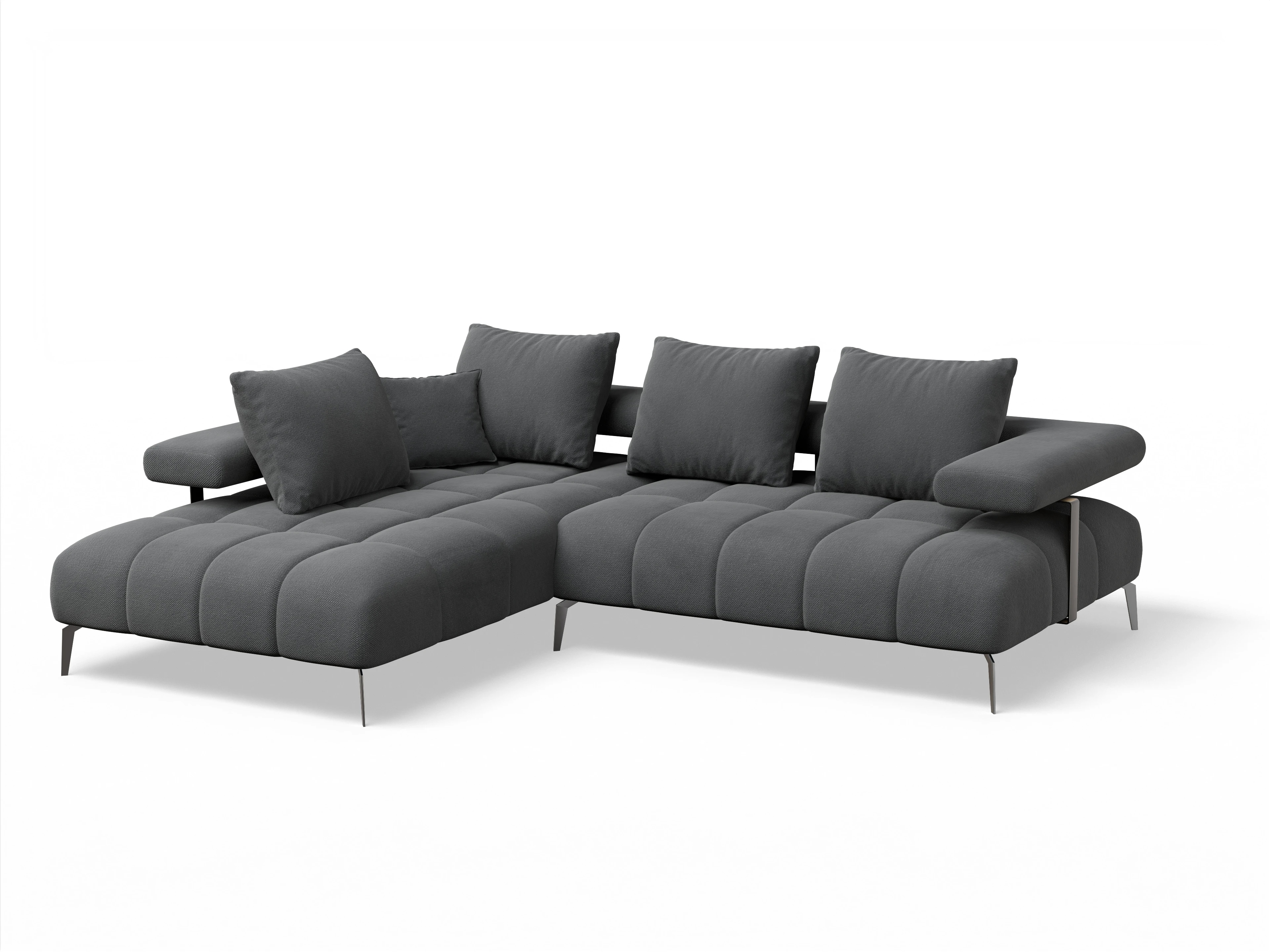 Ansicht des Produktes Madrid-O Ecksofa links Abschluss offen in Stoff Grau