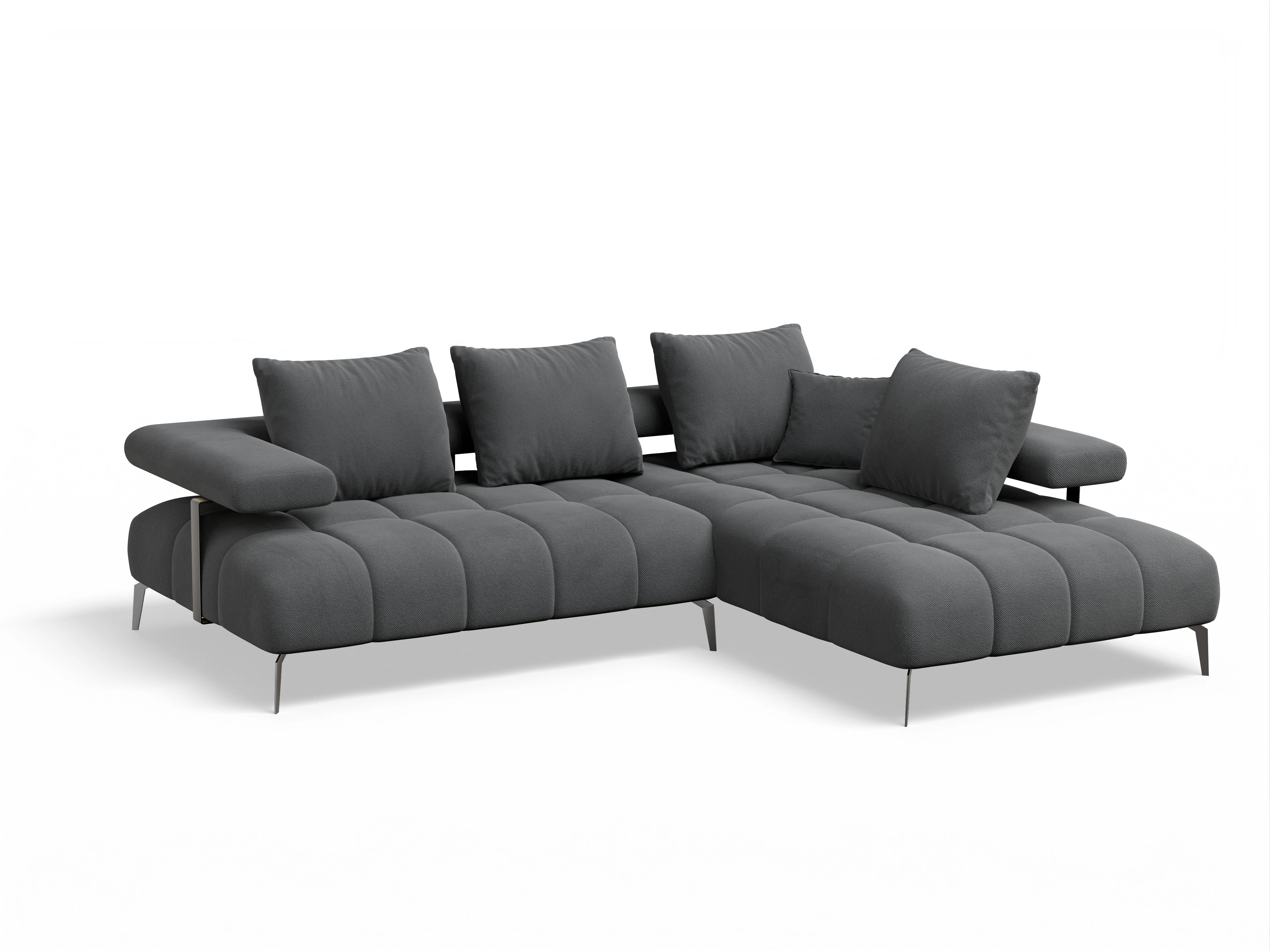 Ansicht des Produktes Madrid-O Ecksofa rechts Abschluss offen in Stoff Grau