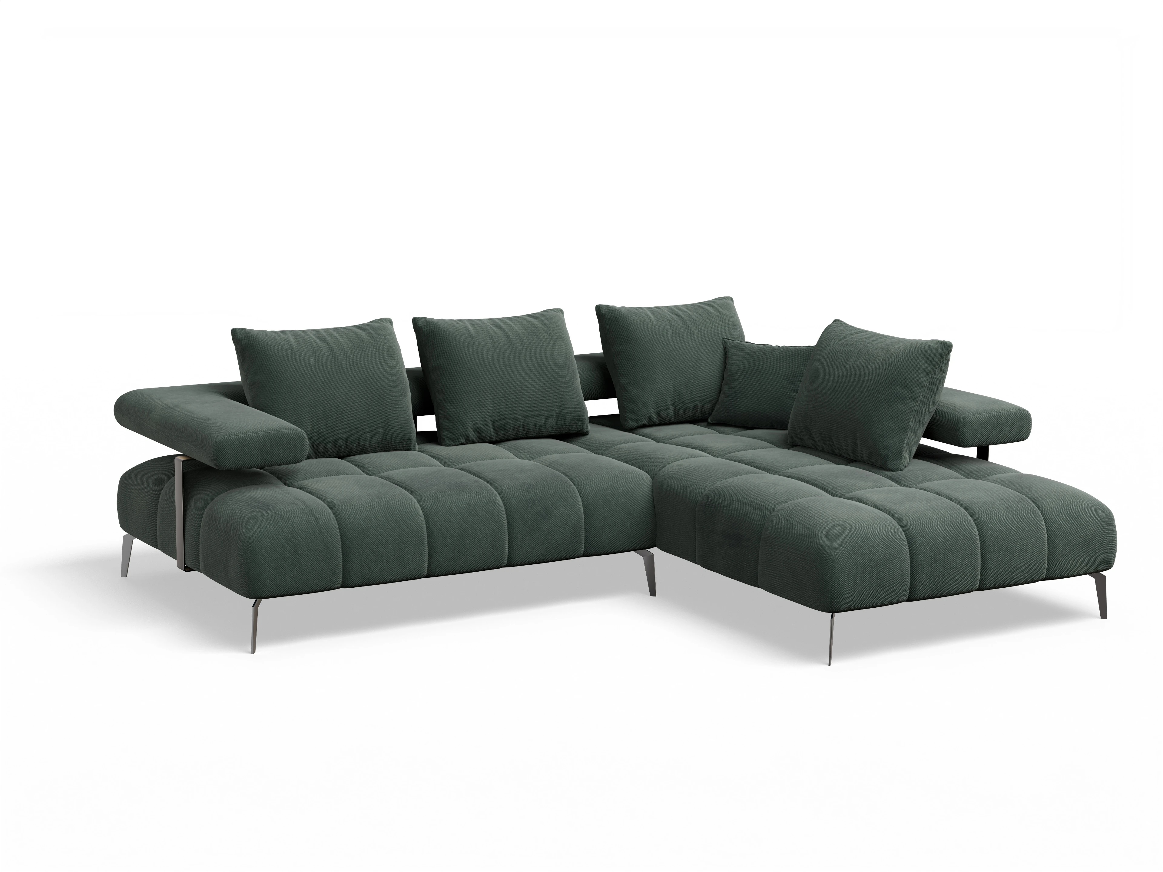 Ansicht des Produktes Madrid-O Ecksofa rechts Abschluss offen in Stoff Grün