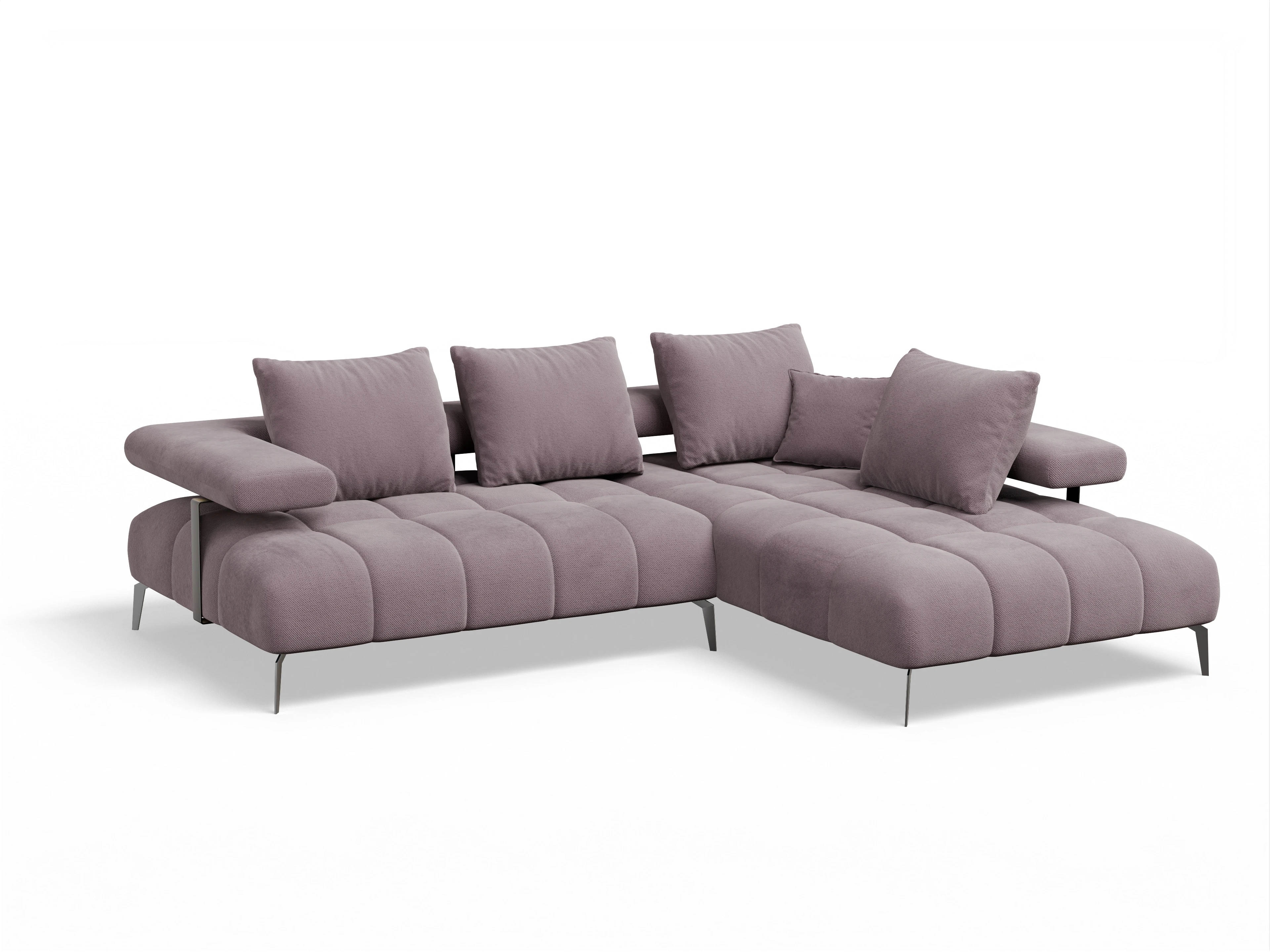 Ansicht des Produktes Madrid-O Ecksofa rechts Abschluss offen in Stoff Rosa