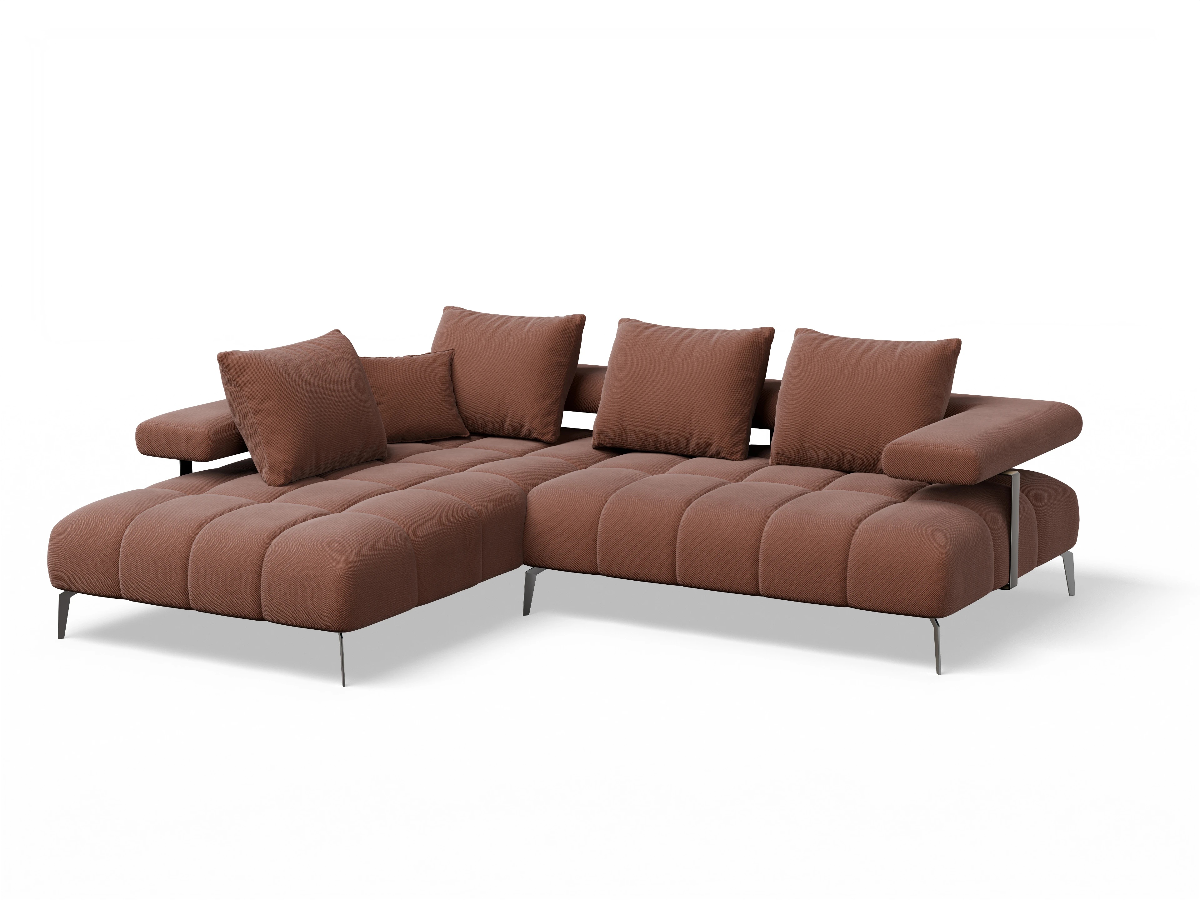 Ansicht des Produktes Madrid-O Ecksofa links Abschluss offen in Stoff Rot