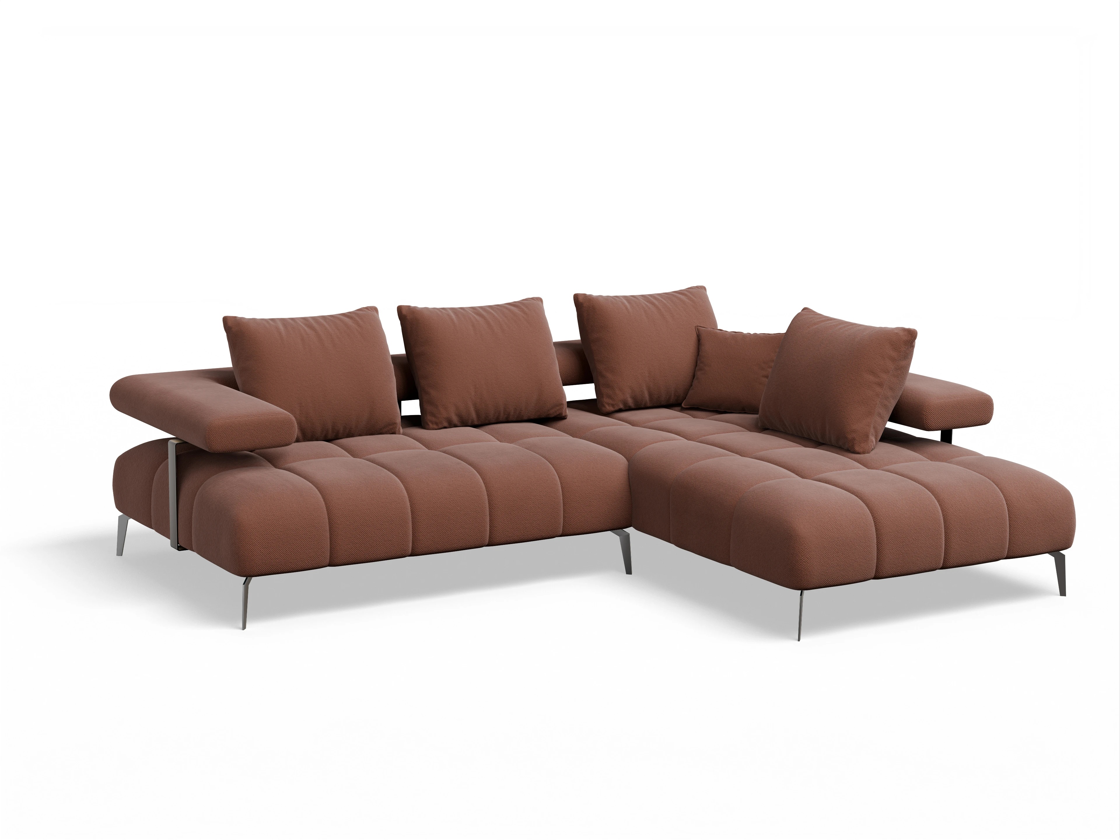 Ansicht des Produktes Madrid-O Ecksofa rechts Abschluss offen in Stoff Rot