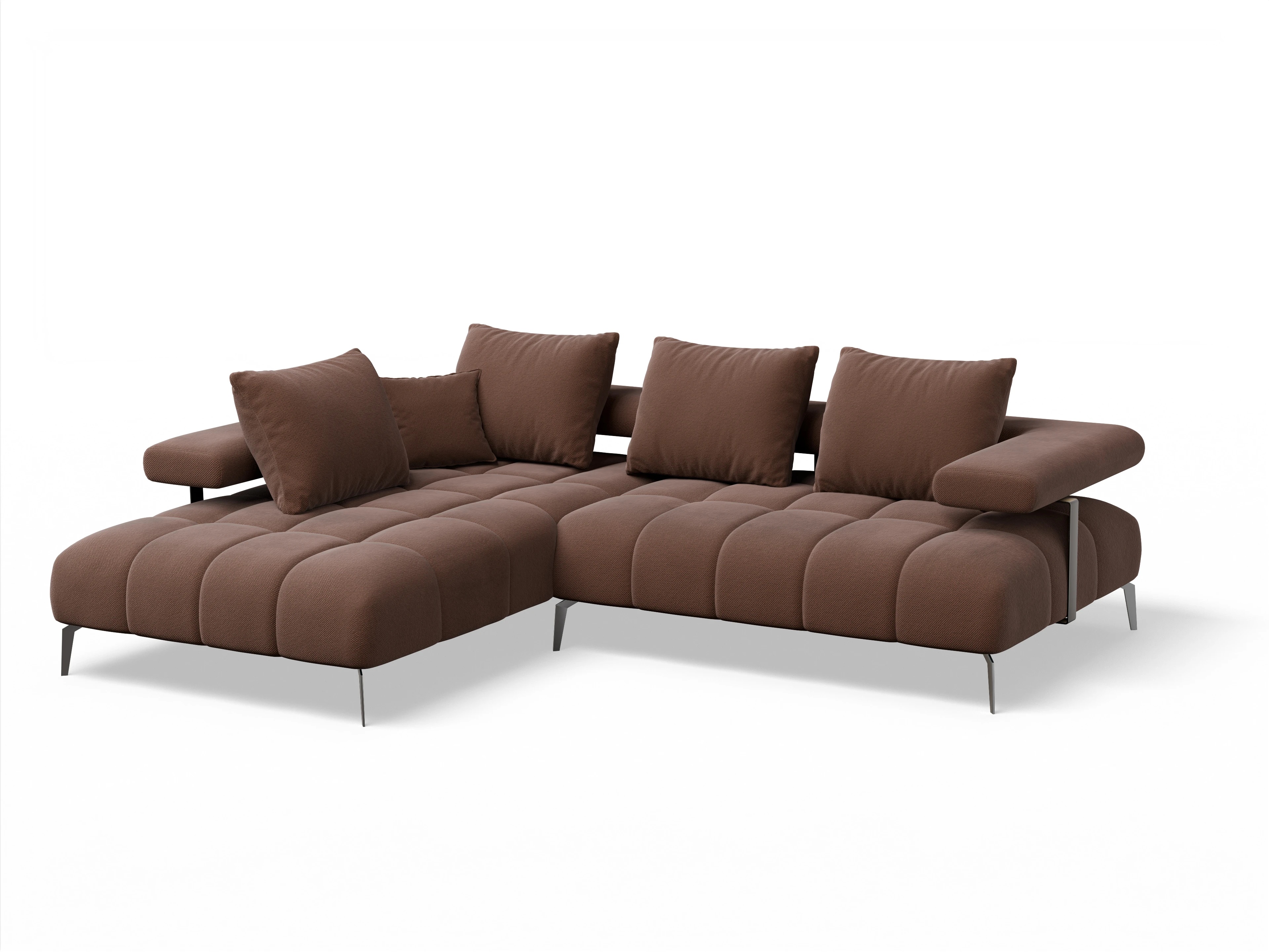 Ansicht des Produktes Madrid-O Ecksofa links Abschluss offen in Stoff Orange