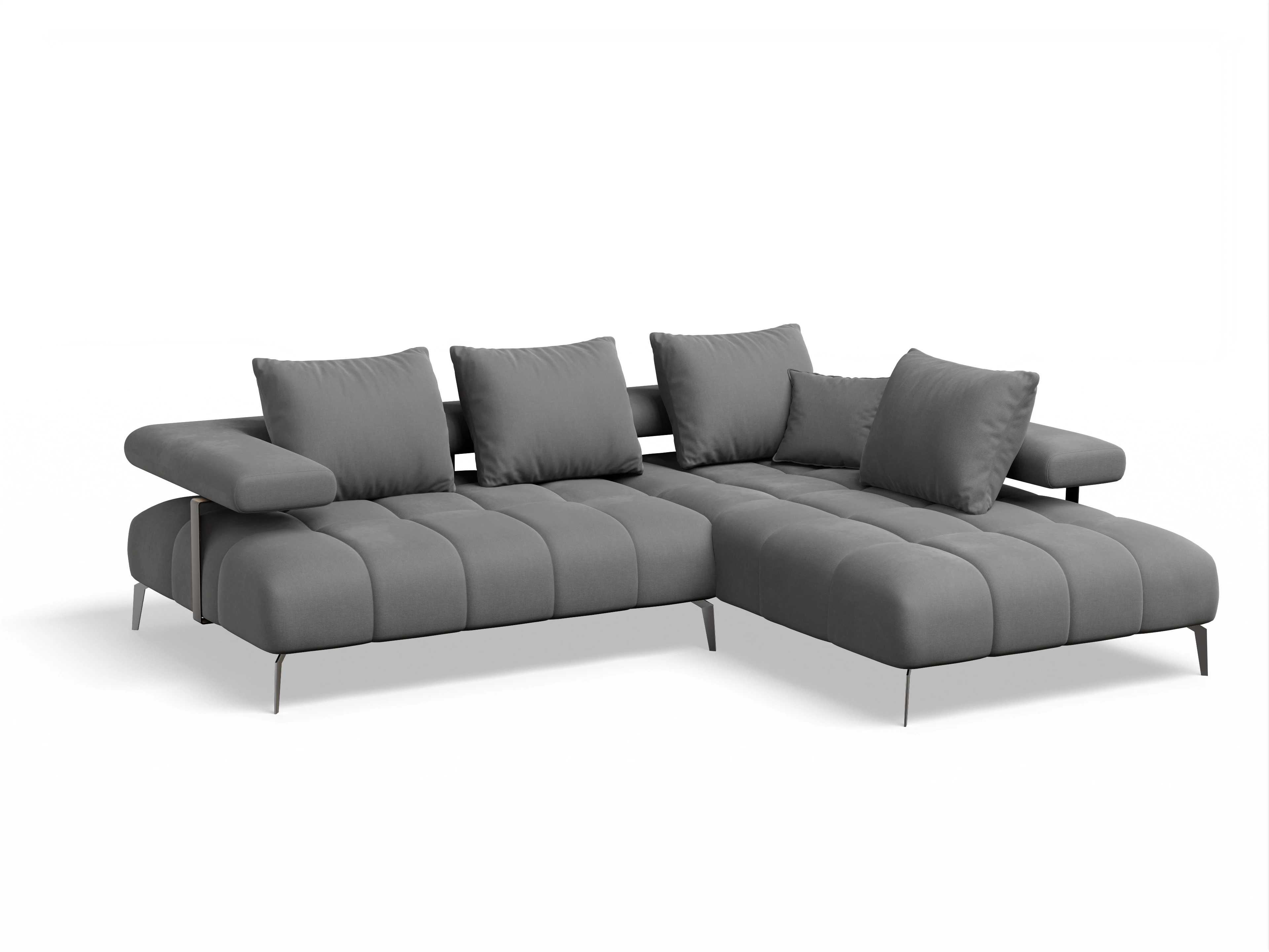 Ansicht des Produktes Madrid-O Ecksofa rechts Abschluss offen in Stoff Grau