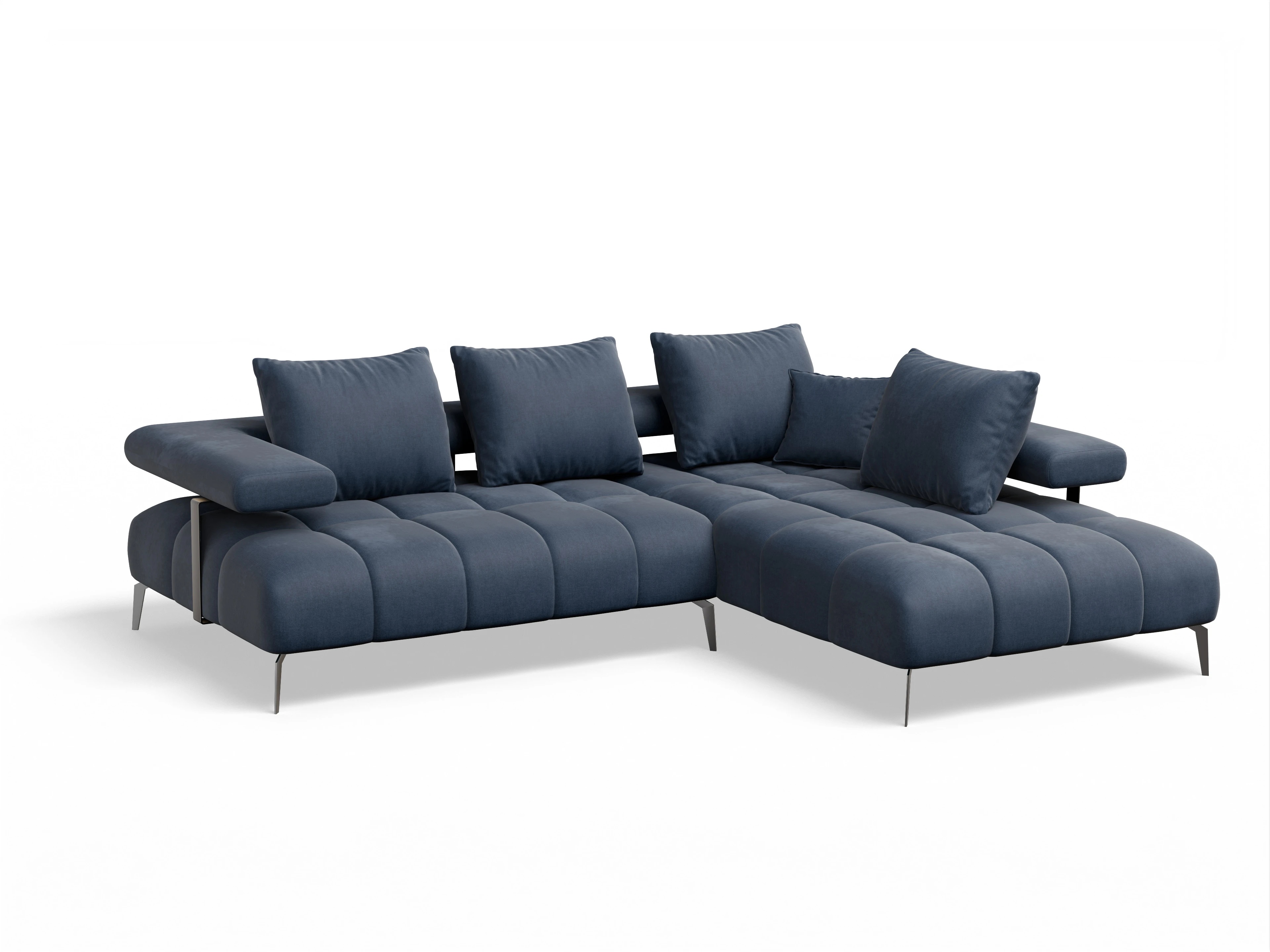 Ansicht des Produktes Madrid-O Ecksofa rechts Abschluss offen in Stoff Blau