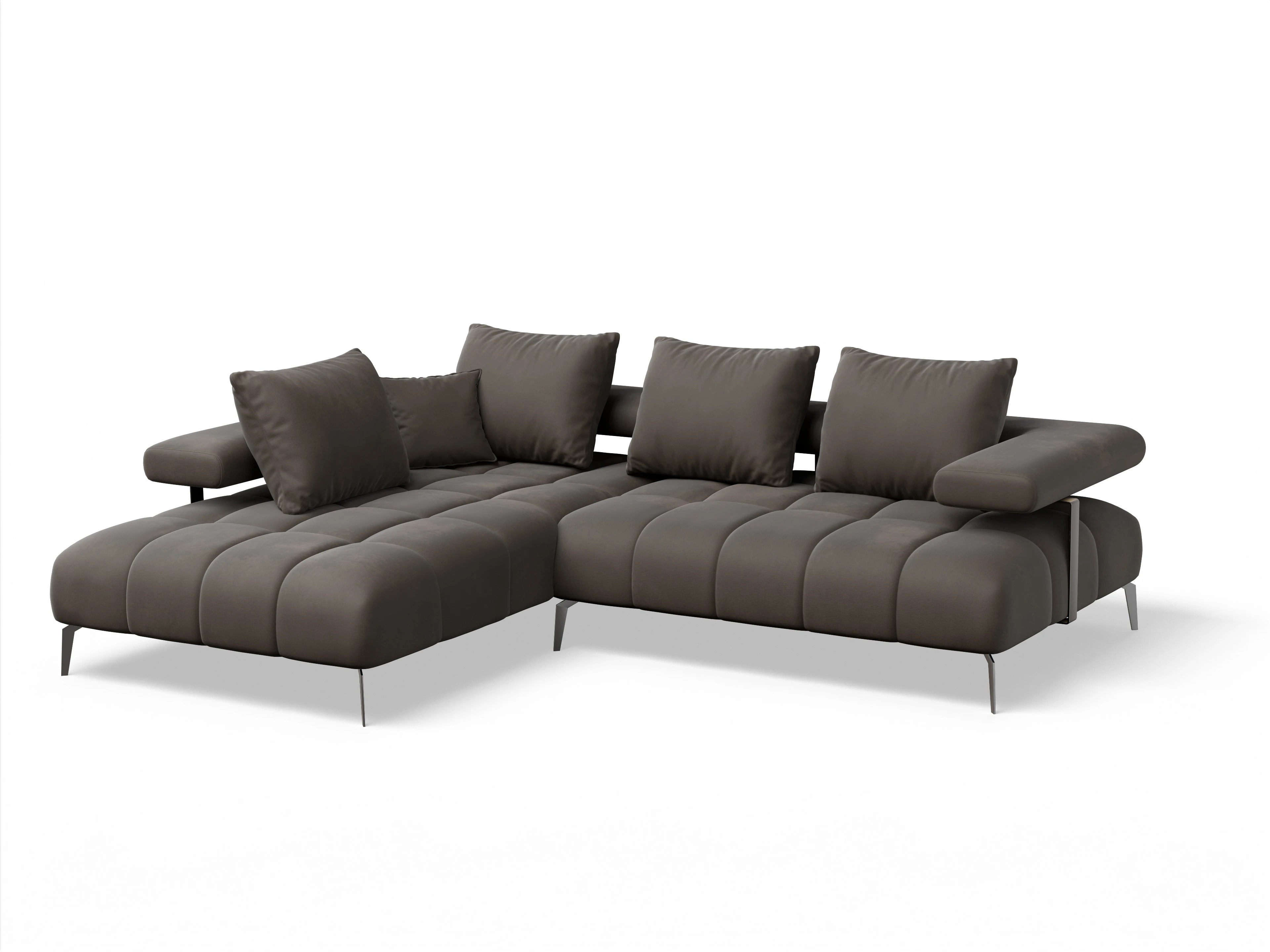 Ansicht des Produktes Madrid-O Ecksofa links Abschluss offen in Stoff Braun