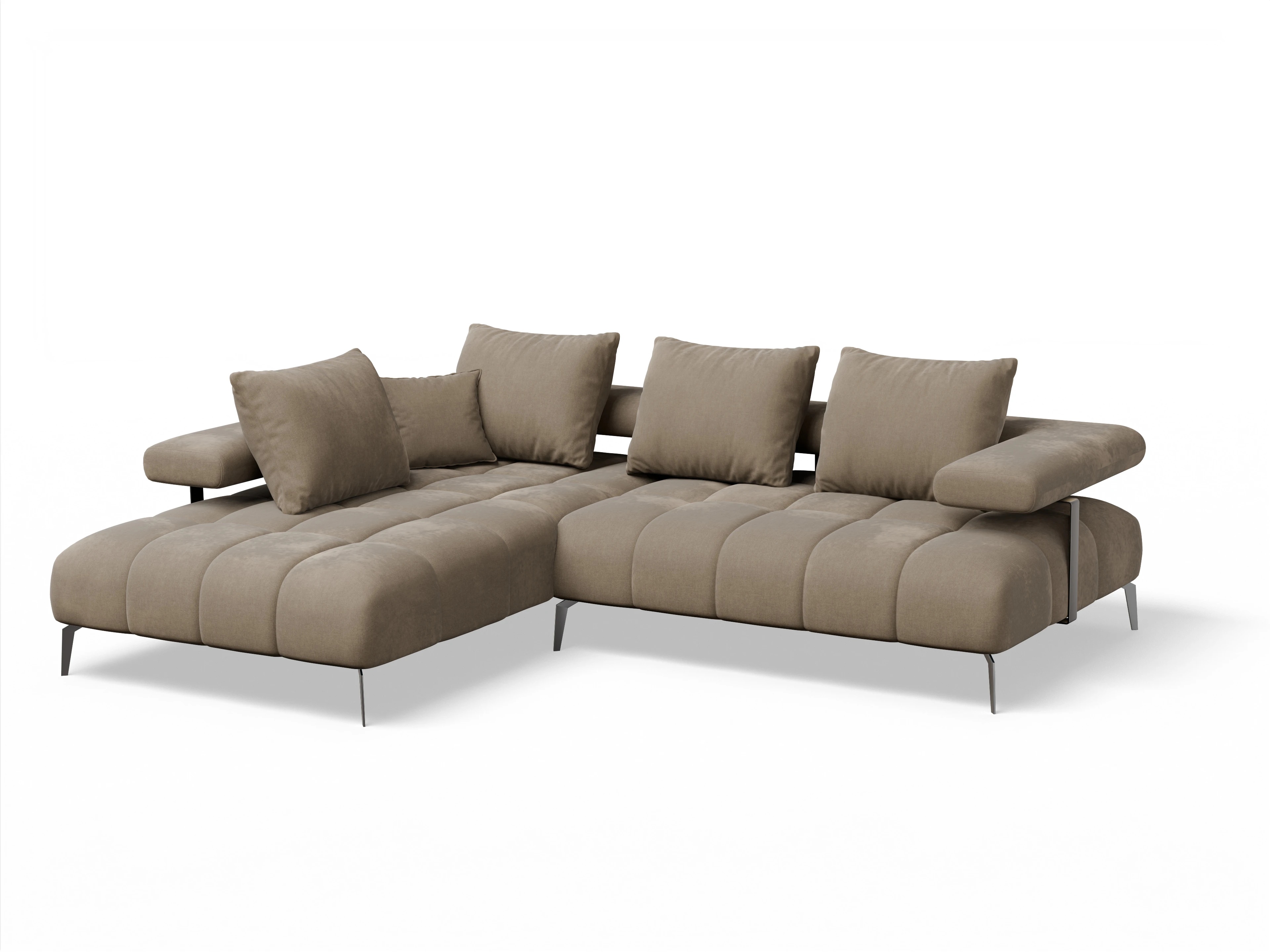 Ansicht des Produktes Madrid-O Ecksofa links Abschluss offen in Stoff Beige