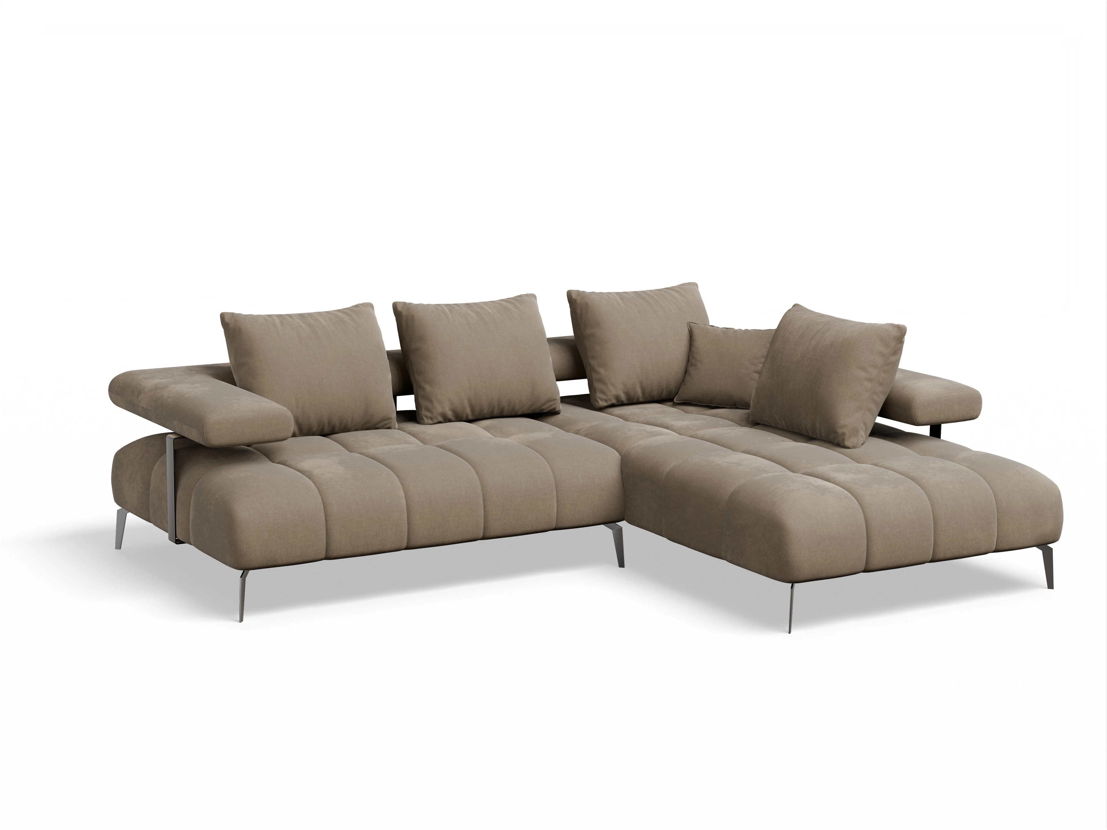 Ansicht des Produktes Madrid-O Ecksofa rechts Abschluss offen in Stoff Beige