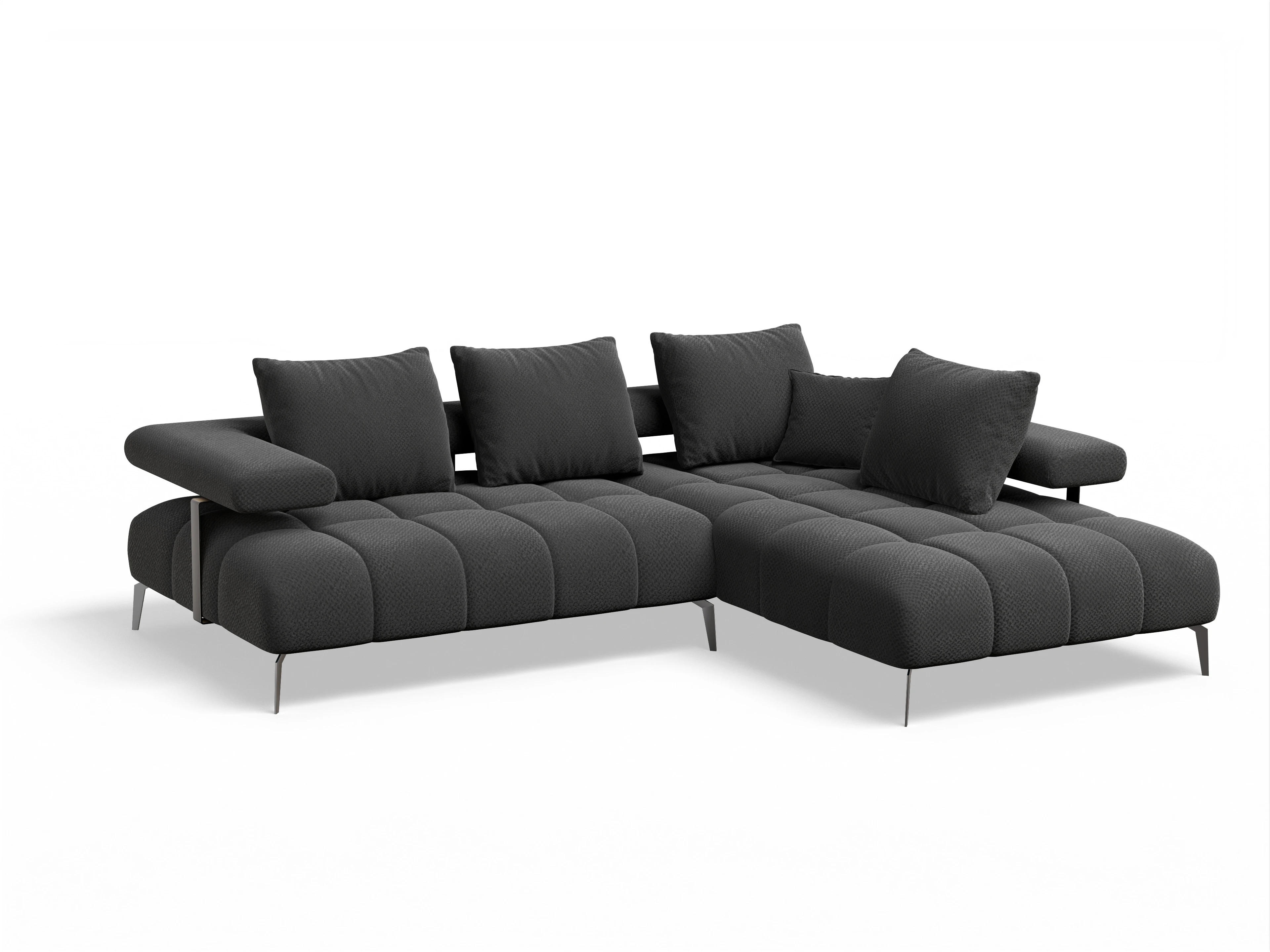 Ansicht des Produktes Madrid-O Ecksofa rechts Abschluss offen in Stoff Schwarz