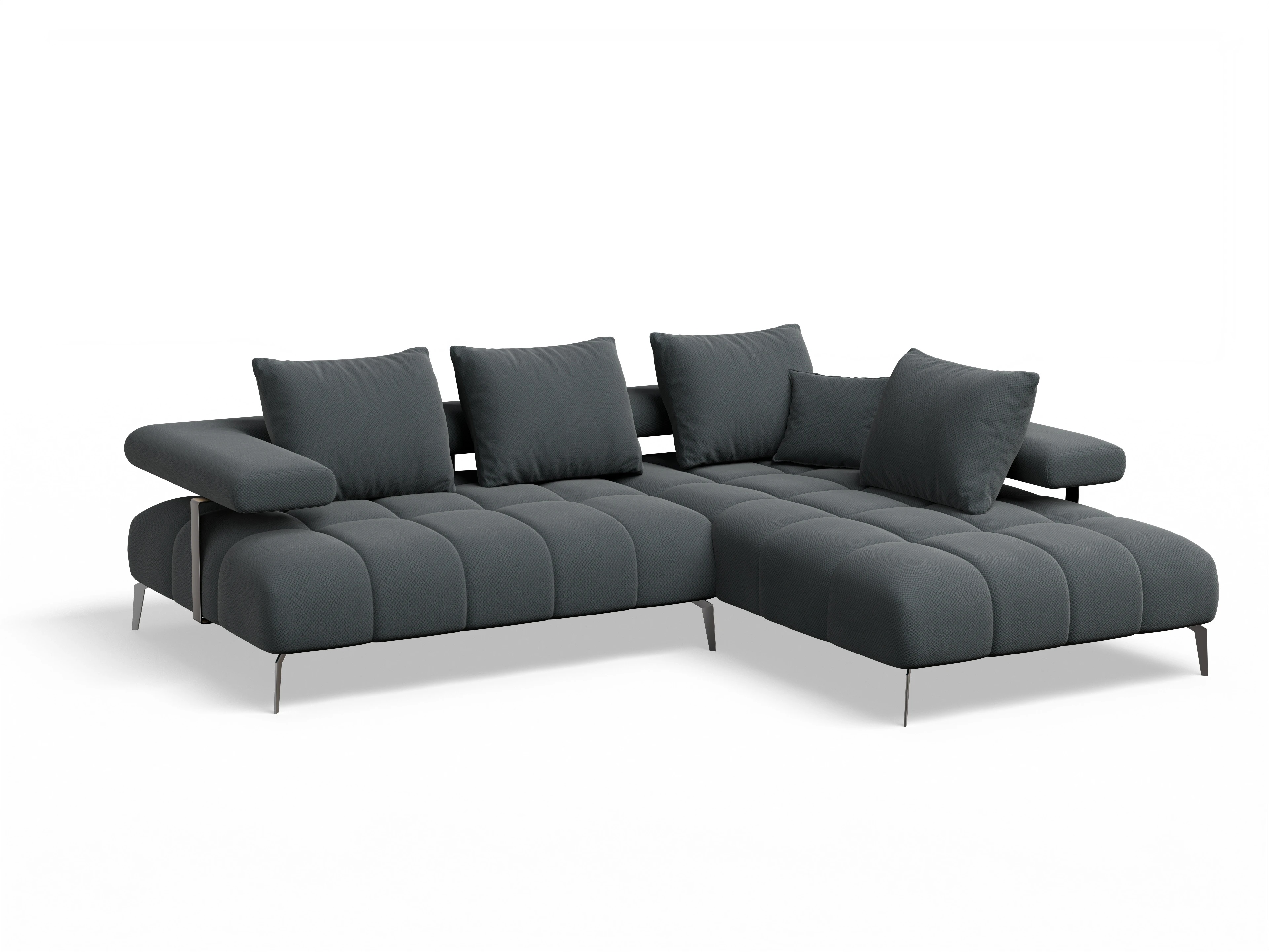 Ansicht des Produktes Madrid-O Ecksofa rechts Abschluss offen in Stoff Grau